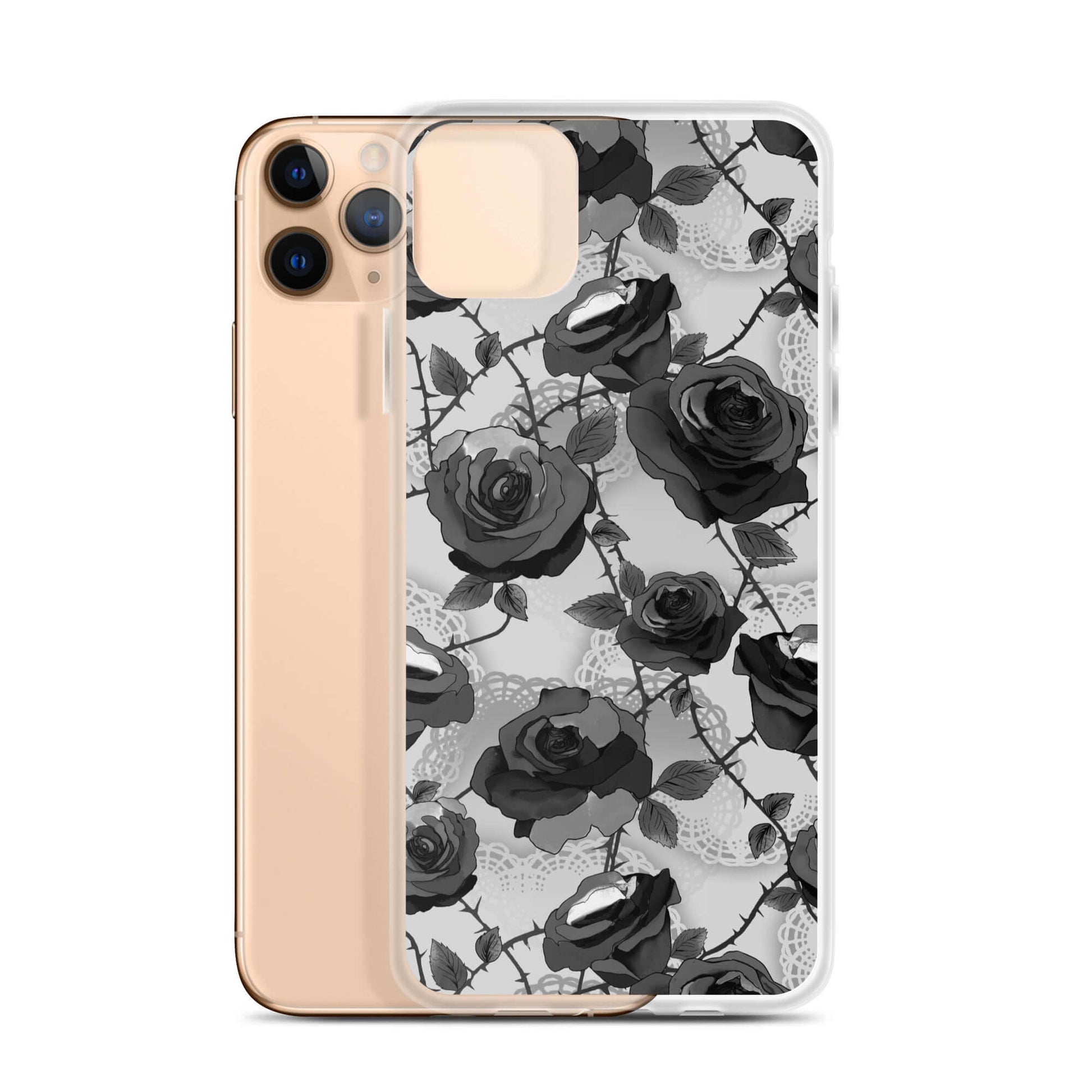 Protect your phone stylishly with the Enchanted Rose iPhone® Clear Case, featuring a sleek design and flexible sides.
