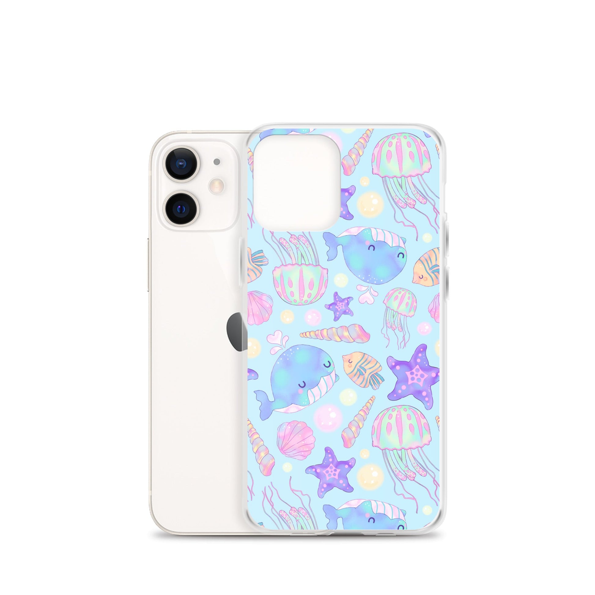 Colorful Under the Sea iPhone® Clear Case featuring playful marine life, perfect for protection and style.