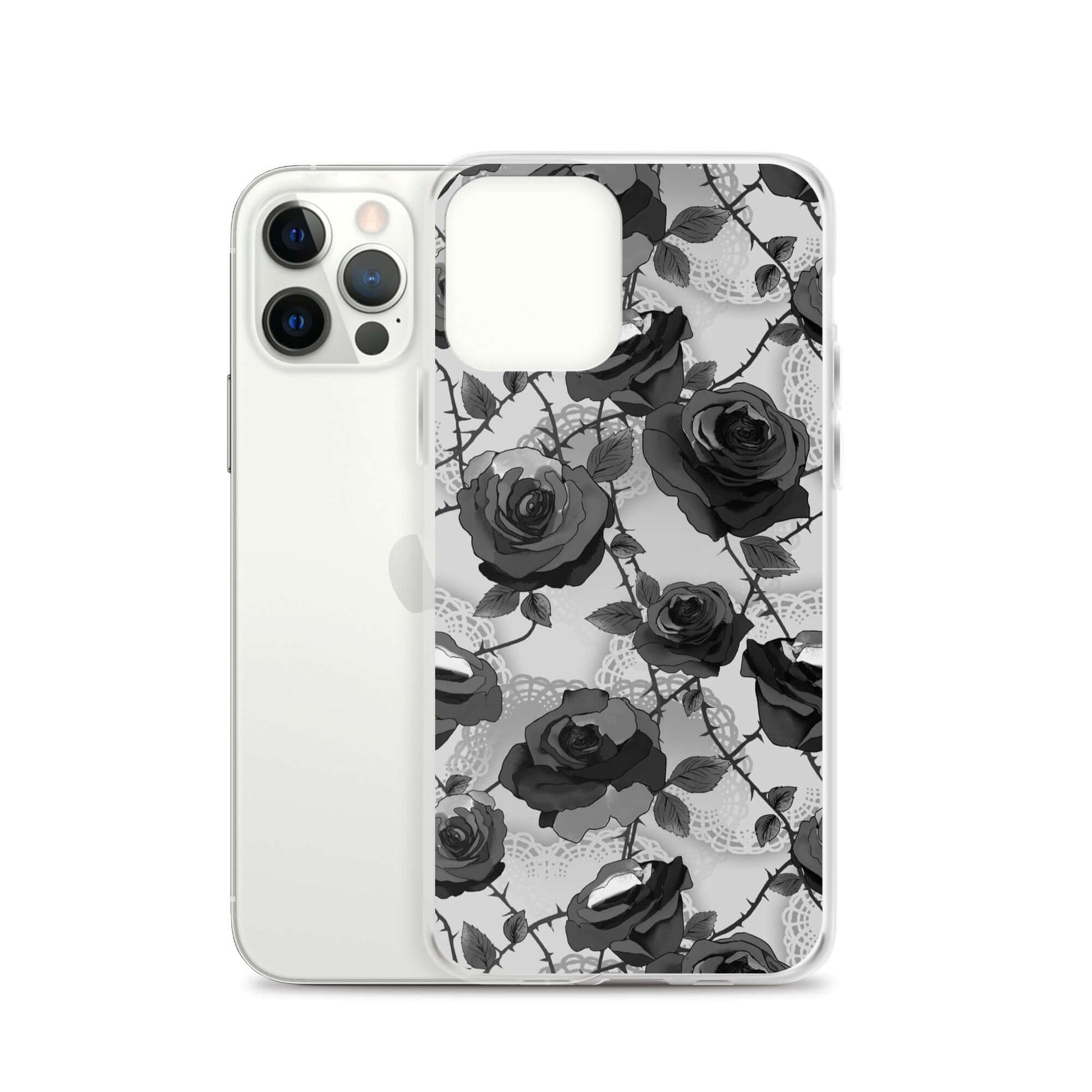 Sleek Enchanted Rose iPhone® Clear Case offers protection from scratches and easy access to ports and buttons.