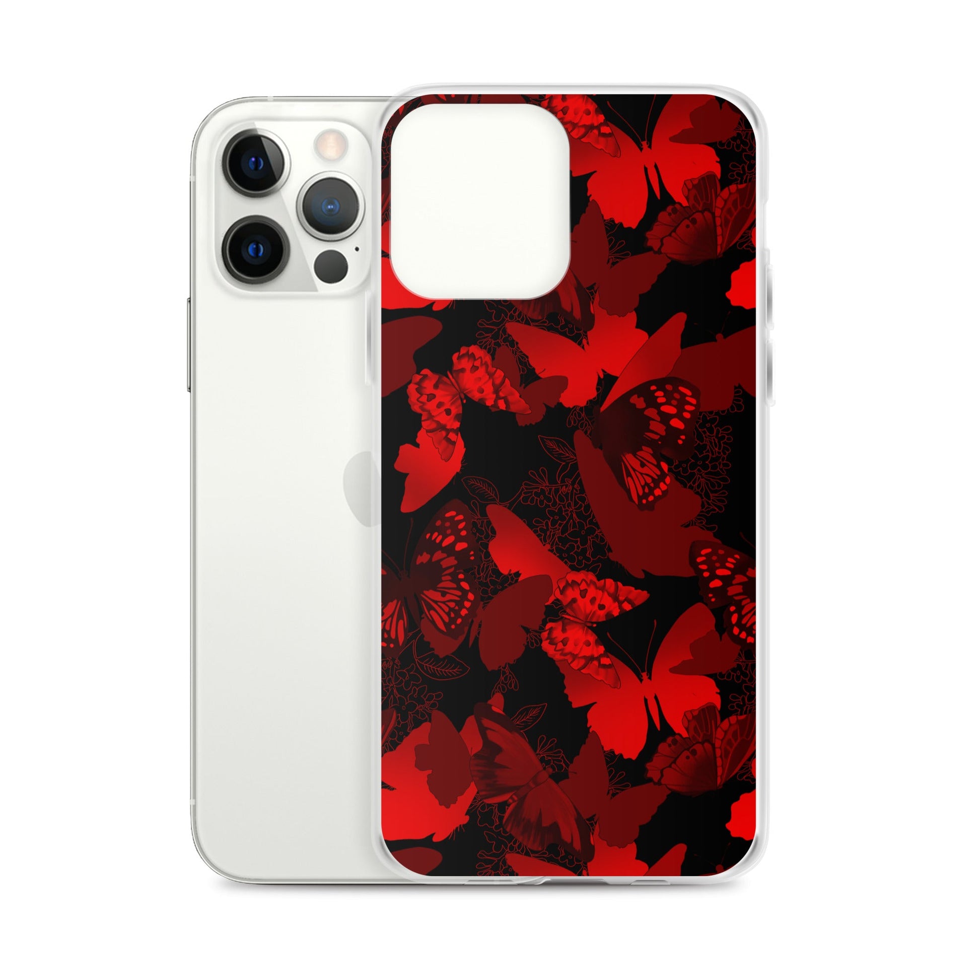 Stylish Butterfly iPhone® Clear Case with a sleek design, protecting against scratches and dust while showcasing elegance.