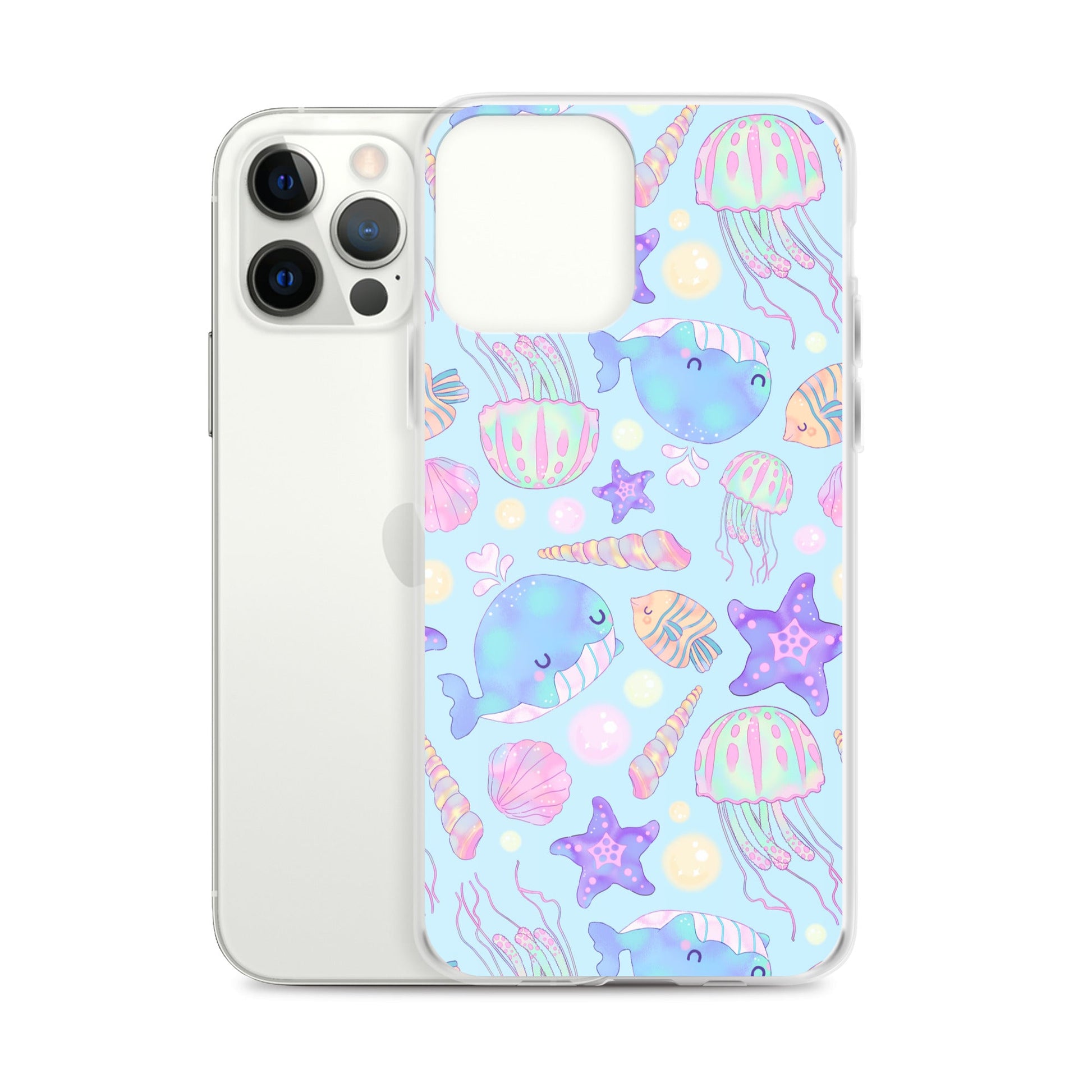 Vibrant Under the Sea iPhone® Clear Case showcasing marine life design, perfect for style and protection.