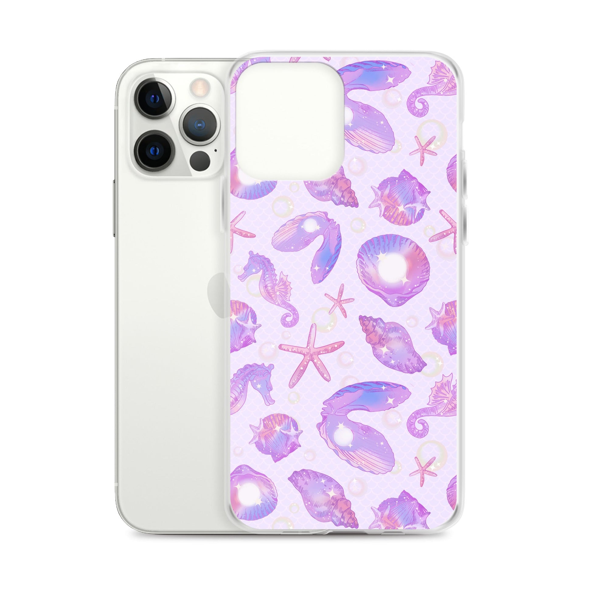 Stylish Sea Princess iPhone® Clear Case featuring a vibrant seashell design for optimal protection and style.