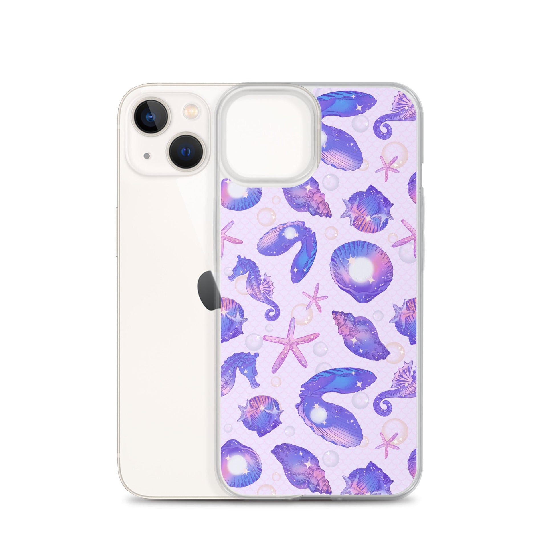 Stylish Sea Princess iPhone® Clear Case featuring sea-themed designs, perfect for protection and easy access to ports.
