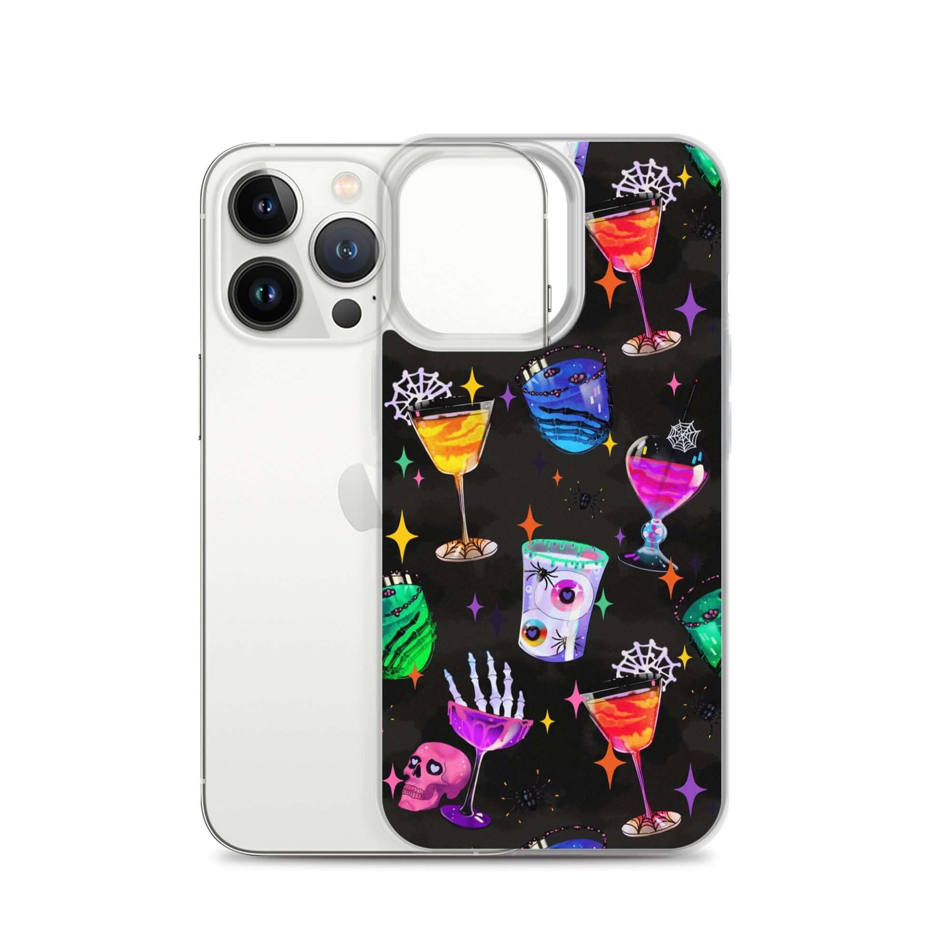 Monster Party iPhone® Clear Case featuring vibrant Halloween-themed graphics for stylish phone protection.