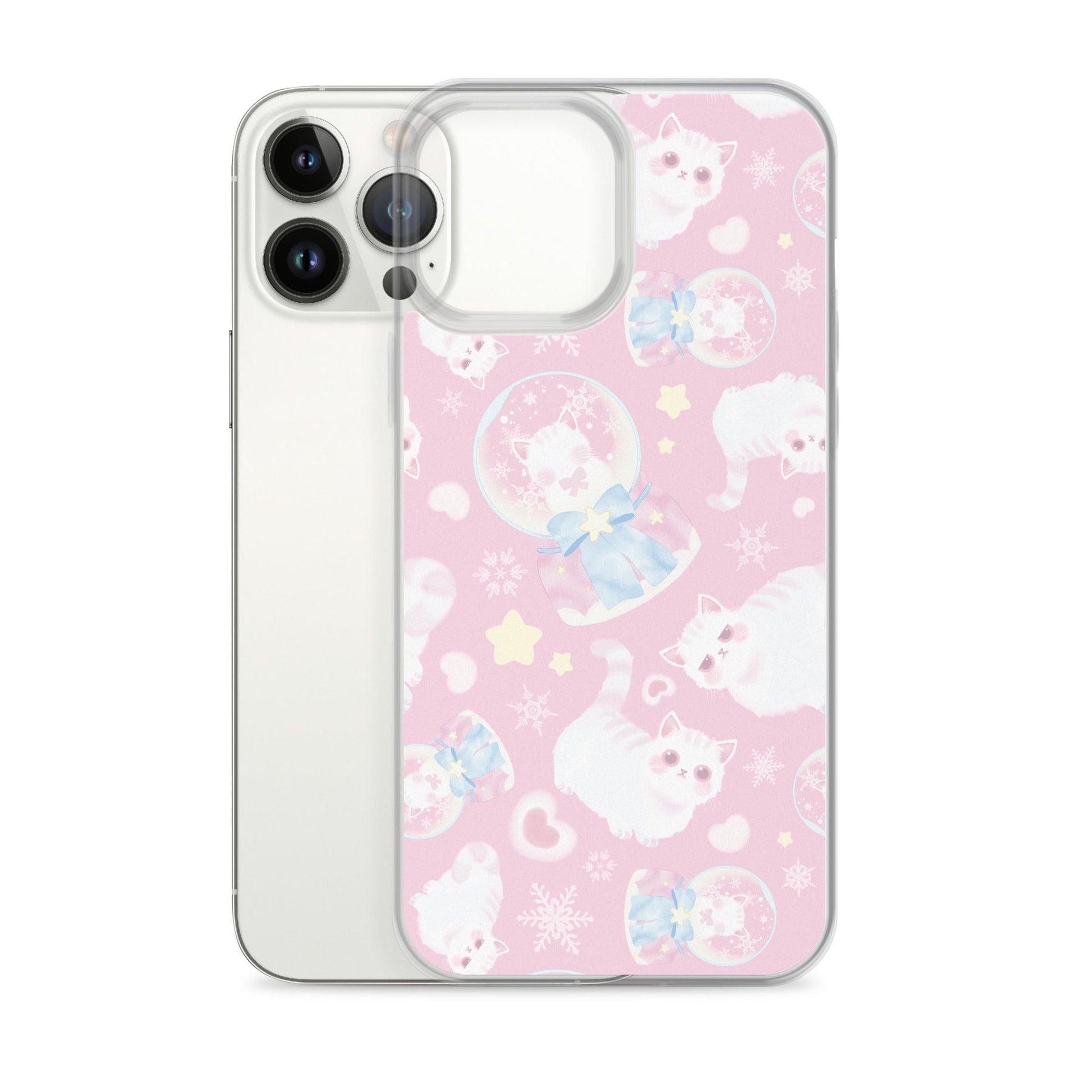 Sleek Snow Kitten iPhone® Clear Case with flexible sides protects against scratches and dirt while showcasing adorable design.