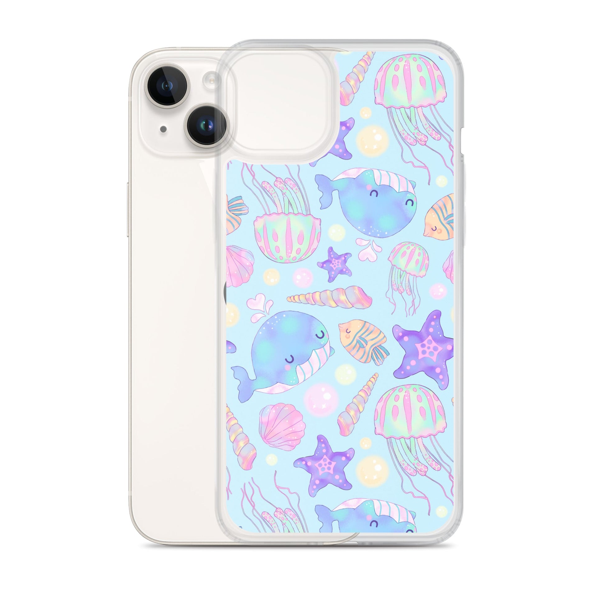 Stylish Under the Sea iPhone® Clear Case featuring vibrant marine designs and durable protection from scratches and dirt.