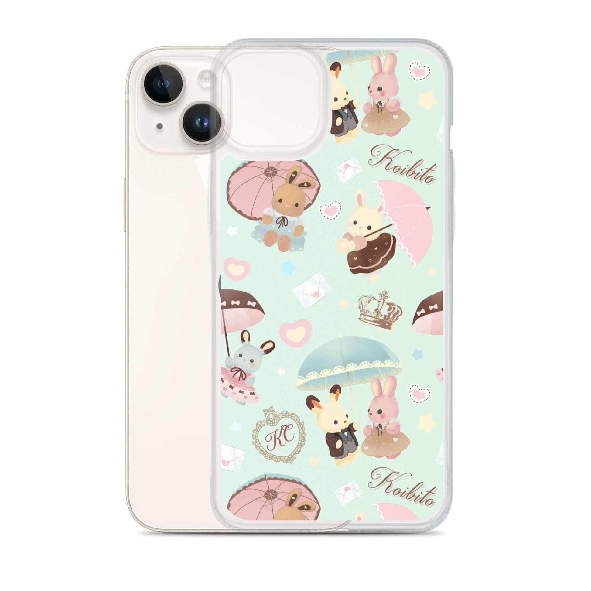 Stylish Parasol Bunny iPhone® Clear Case featuring adorable bunny designs and protective polycarbonate back.