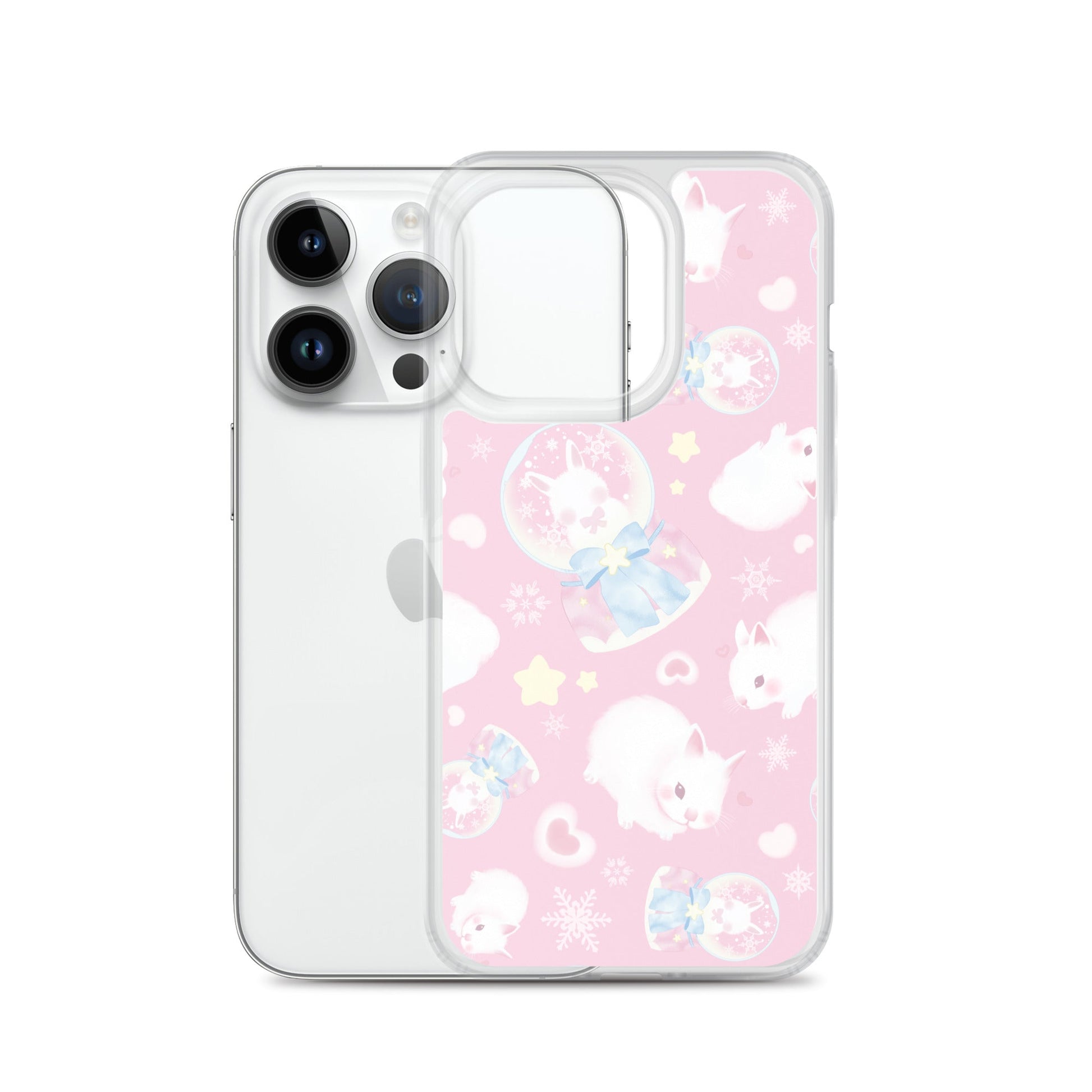 Sleek Snow Bunny iPhone® Clear Case featuring adorable bunny designs, protecting against scratches and dirt.