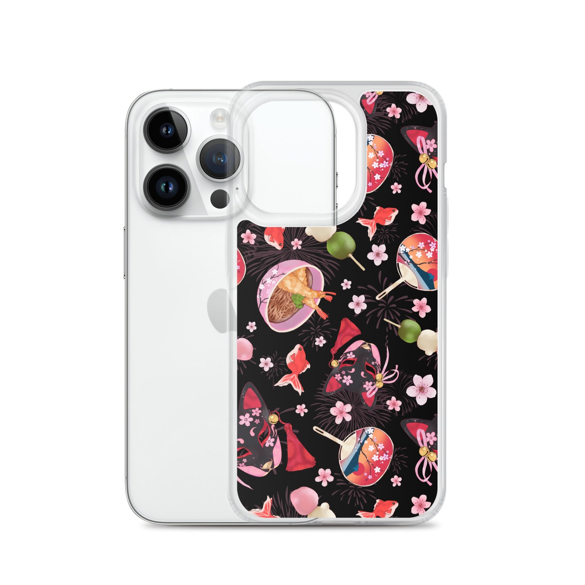Matsuri iPhone® Clear Case features a vibrant design, offering protection from scratches and easy access to ports.