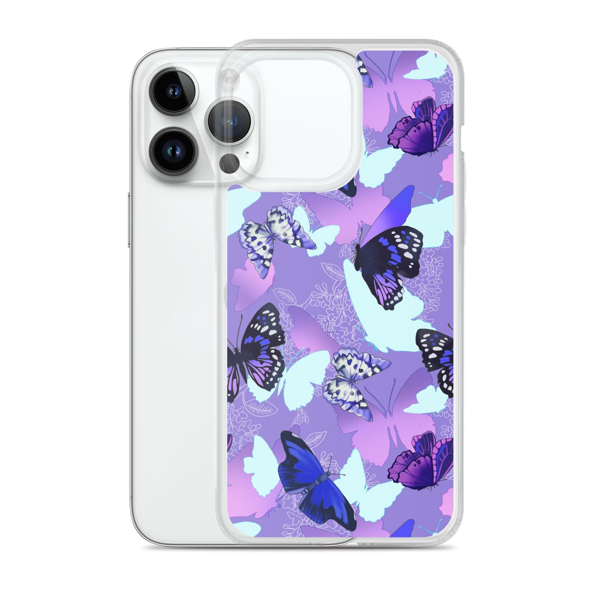 Stylish Butterfly iPhone® Clear Case offers protection from scratches and dust, featuring a flexible design for easy use.