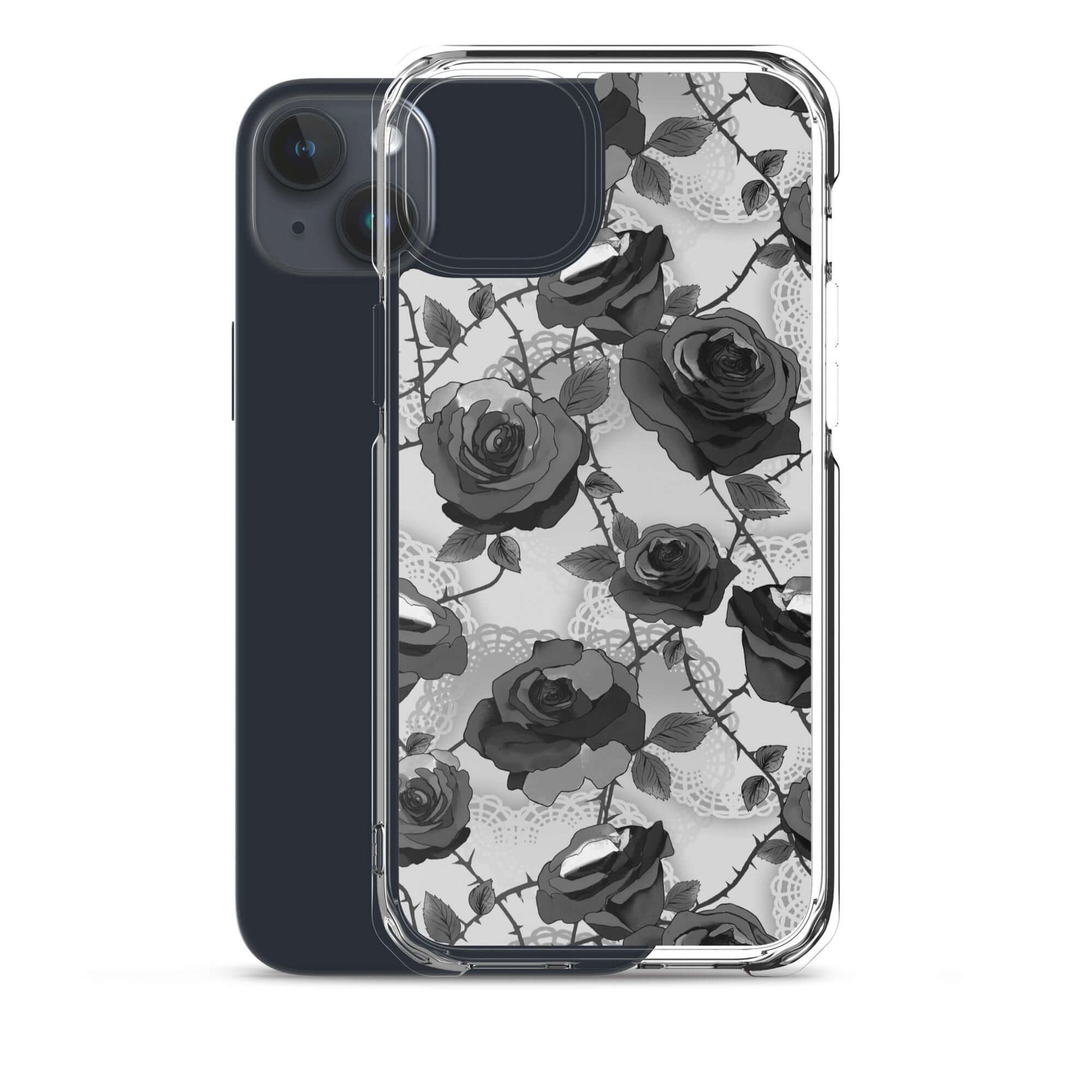 Sleek Enchanted Rose iPhone® Clear Case offers protective design with flexible sides and precise port openings.