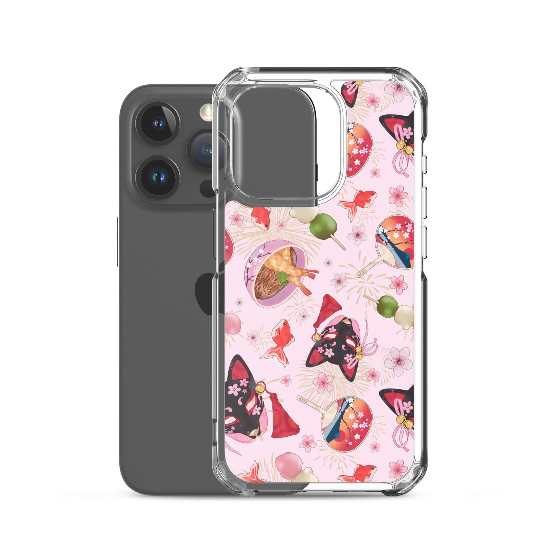 Sleek Matsuri iPhone® Clear Case with flexible sides, protecting against scratches and dust while showcasing vibrant design.