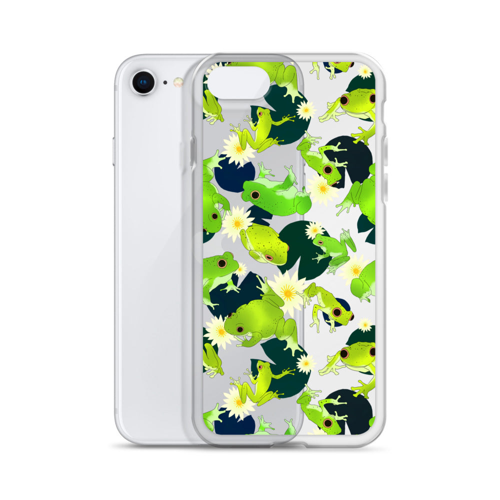 Kero-kero iPhone® Clear Case showcases vibrant frog designs, offering stylish protection for your phone.