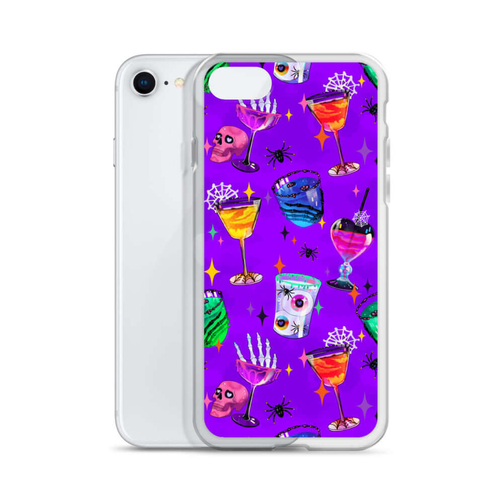 Colorful Monster Party iPhone® Clear Case featuring playful designs; sleek protection against scratches and dirt.
