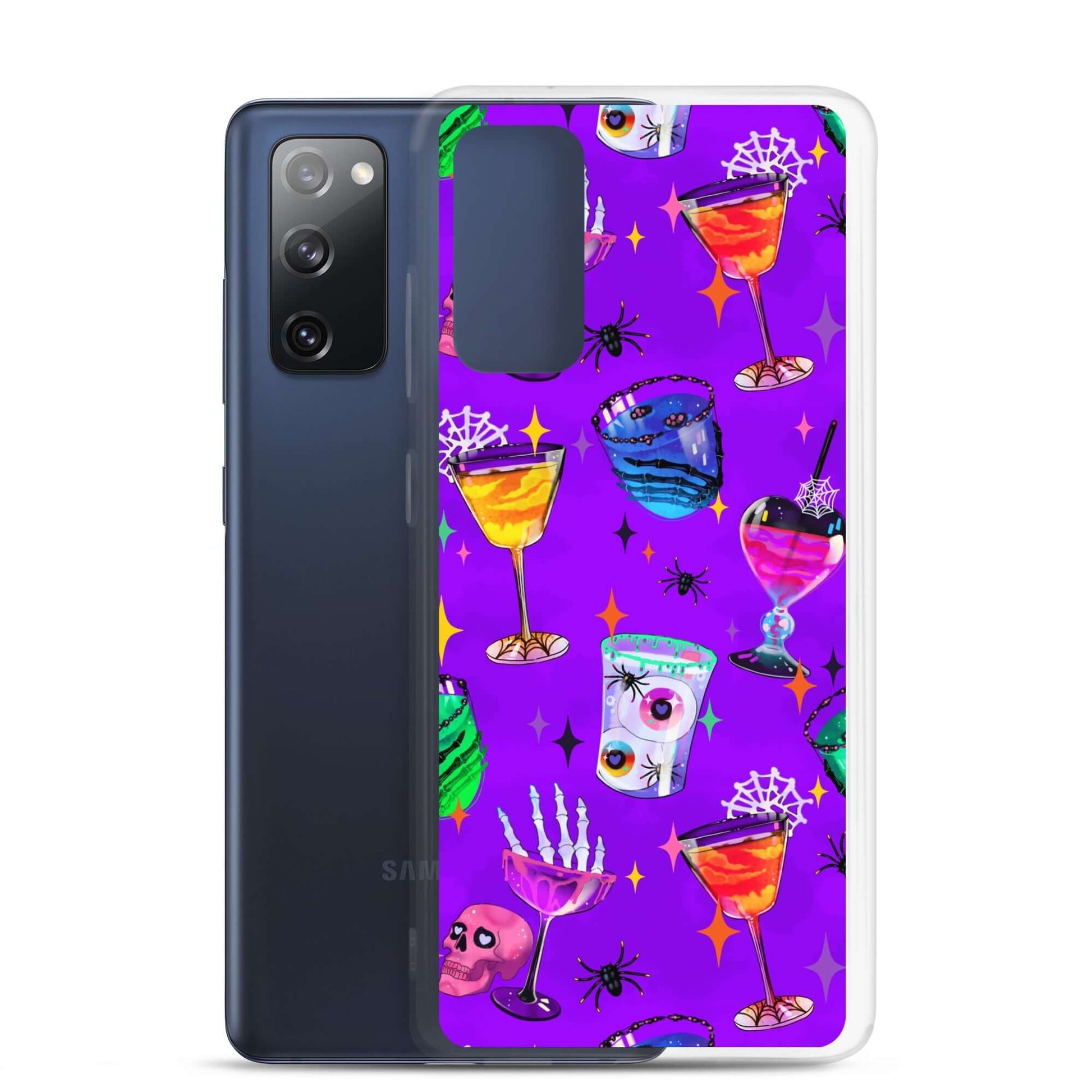 Colorful Monster Party Samsung® Clear Case showcasing fun Halloween-themed designs, ideal for protection and style.