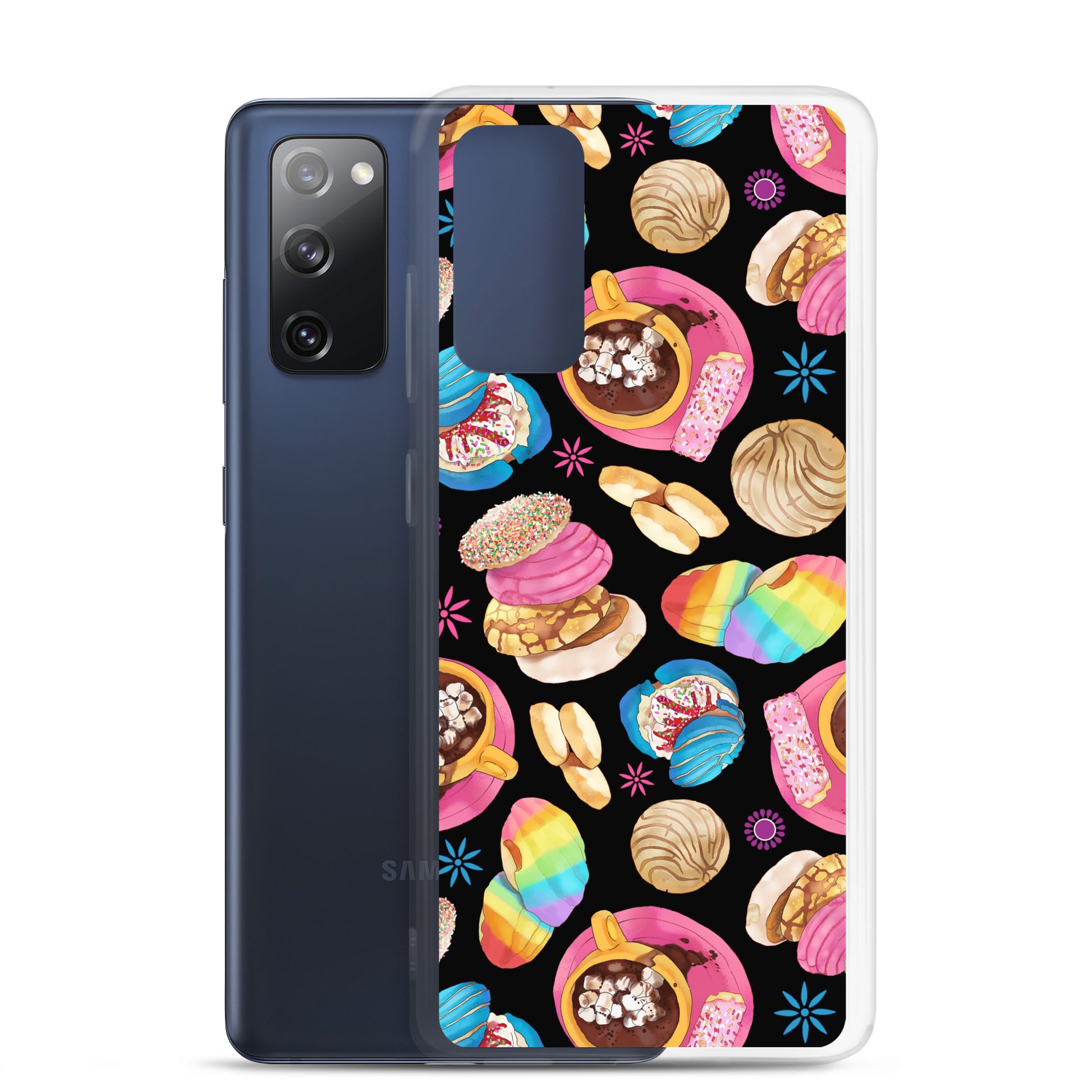 Colorful Pan Dulce Samsung® Clear Case features delightful baked treats design, protecting your phone stylishly and securely.