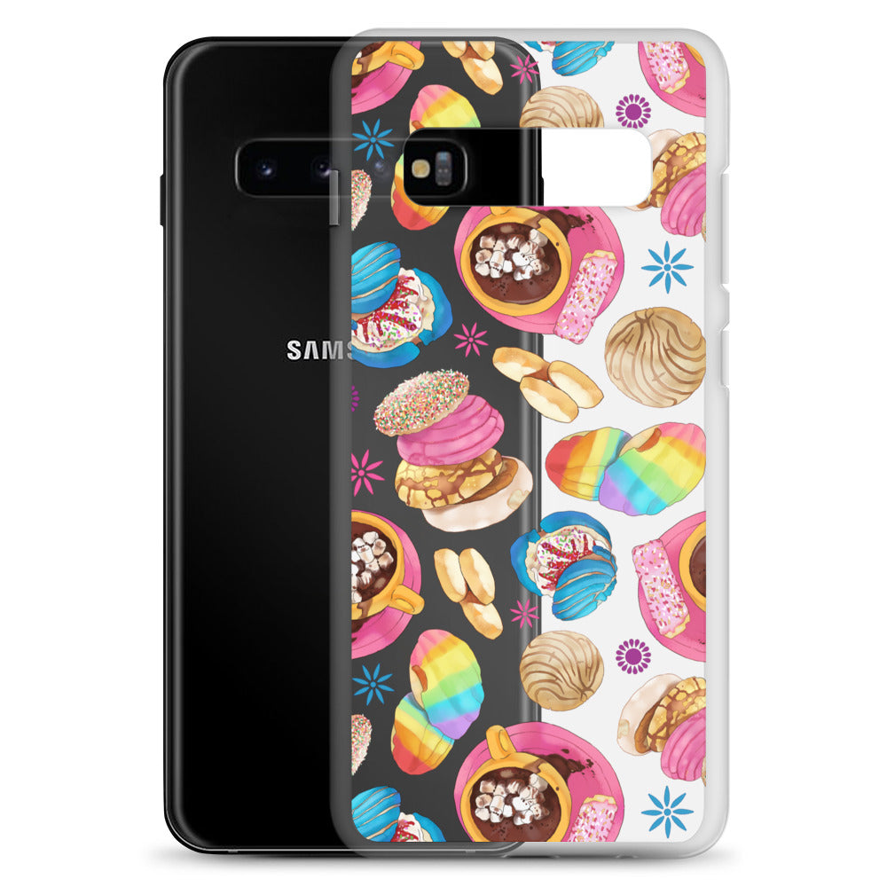 Colorful Pan Dulce Samsung® Clear Case showcases delightful baked treats, providing stylish protection for your phone.