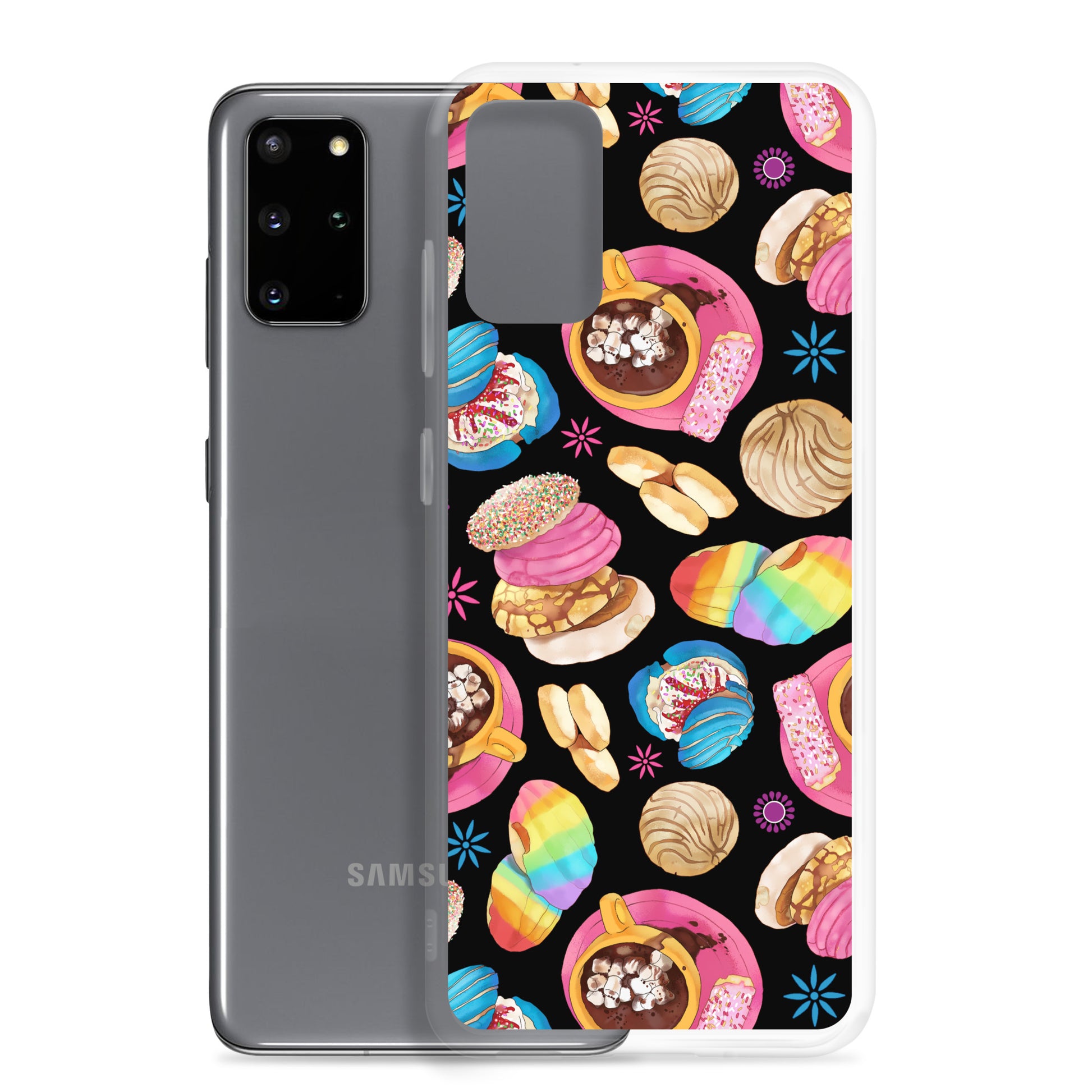 Colorful Pan Dulce Samsung® Clear Case featuring delicious baked treats design, perfect for style and protection.