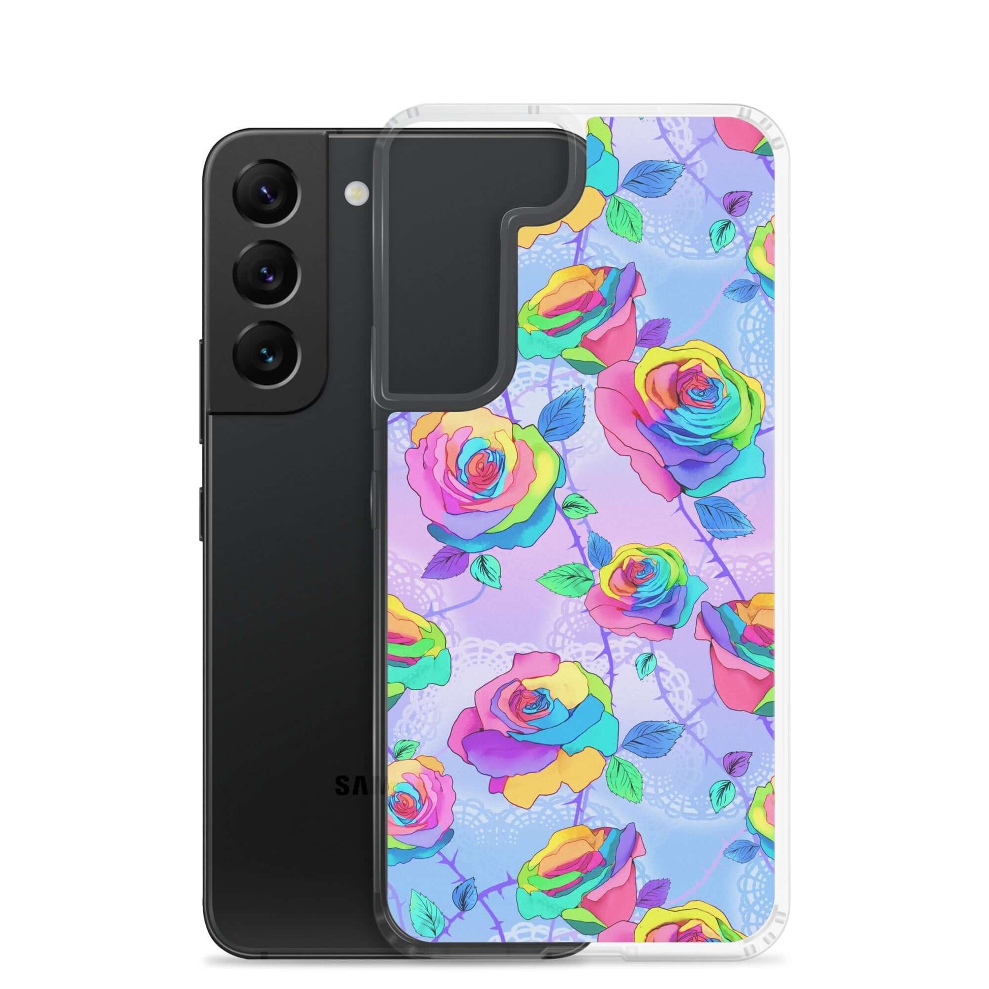 Enchanted Rose Samsung® Clear Case showcases vibrant rose design and offers durable protection for your phone.