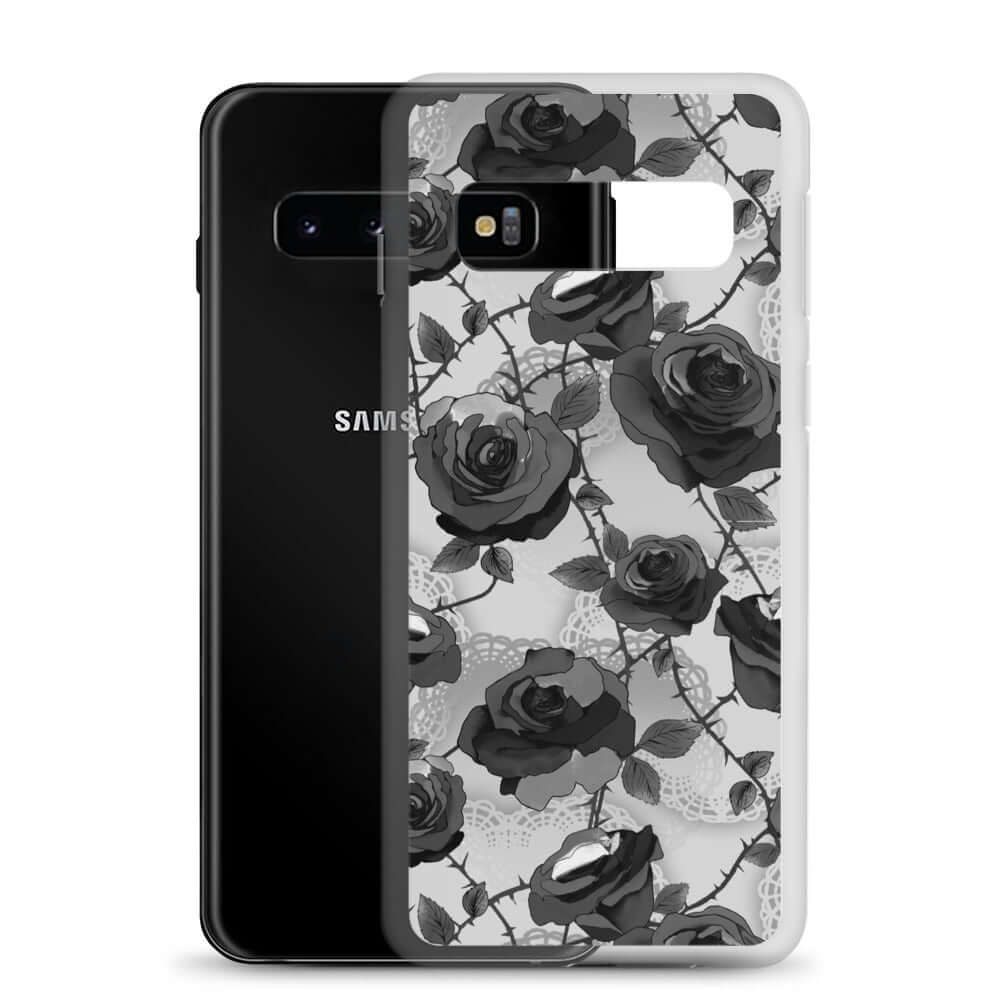 Sleek Enchanted Rose Samsung® Clear Case offers protection with a solid back and flexible sides, perfect for your device.