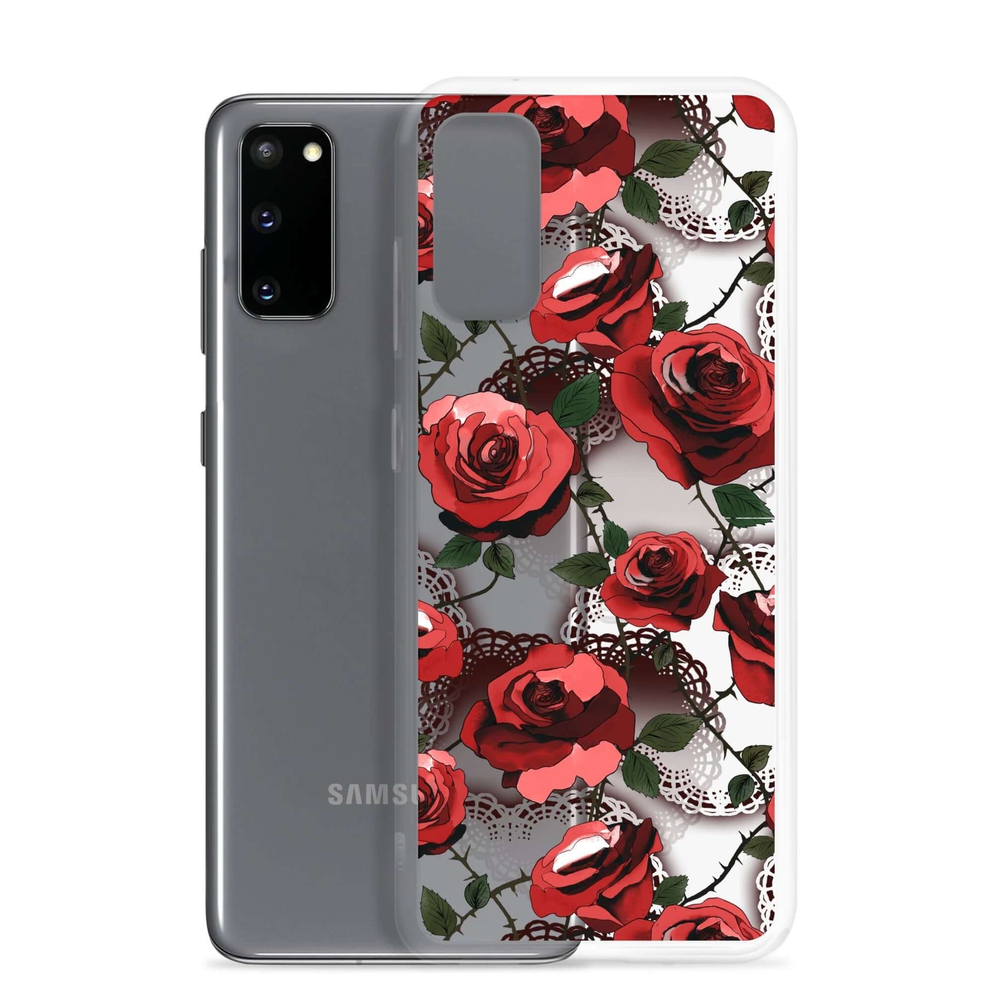 Sleek Enchanted Rose Samsung® Clear Case (Transparent) offers stylish protection against scratches and dust.