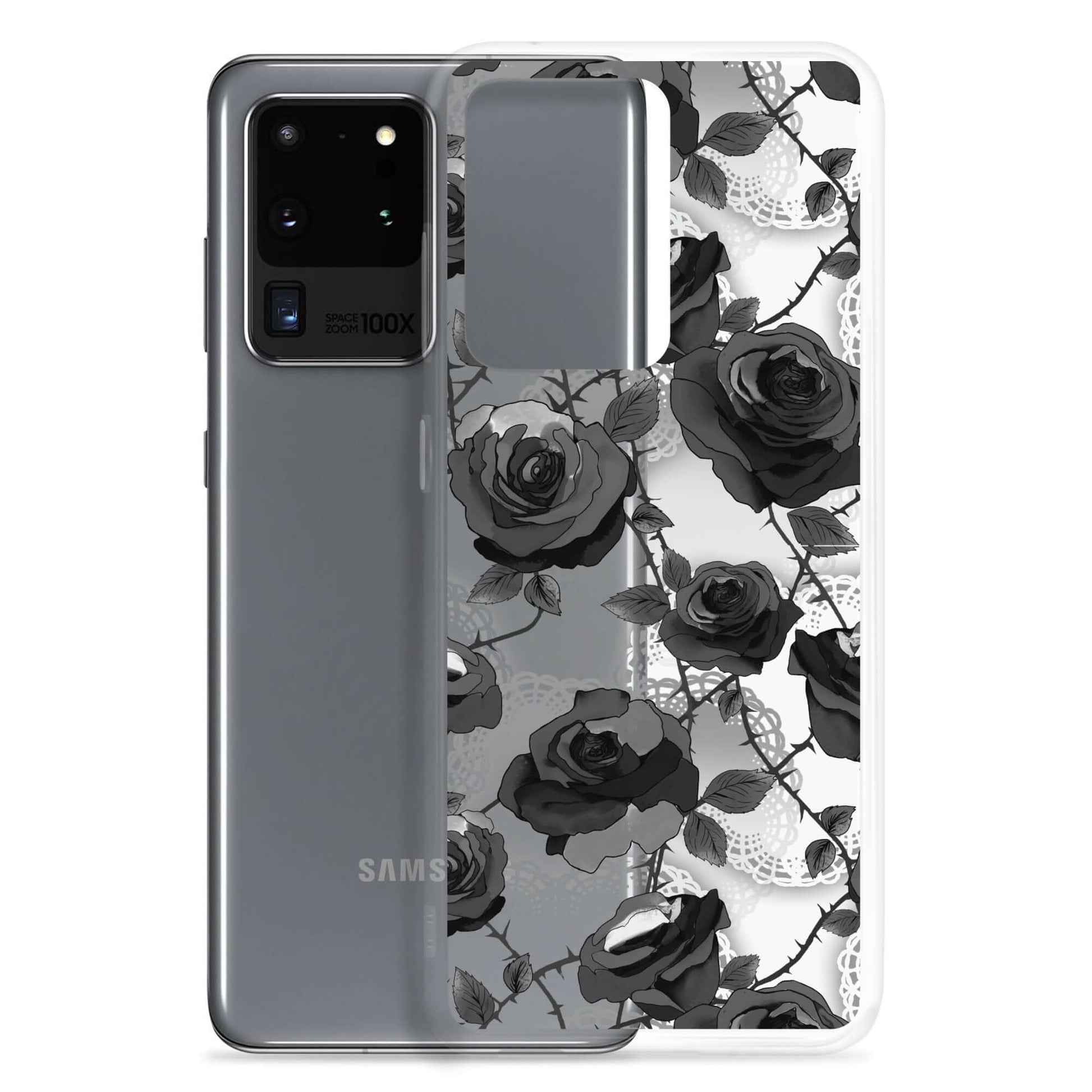 Sleek Enchanted Rose Samsung® Clear Case (Transparent) protects against scratches and dirt while showcasing elegance.