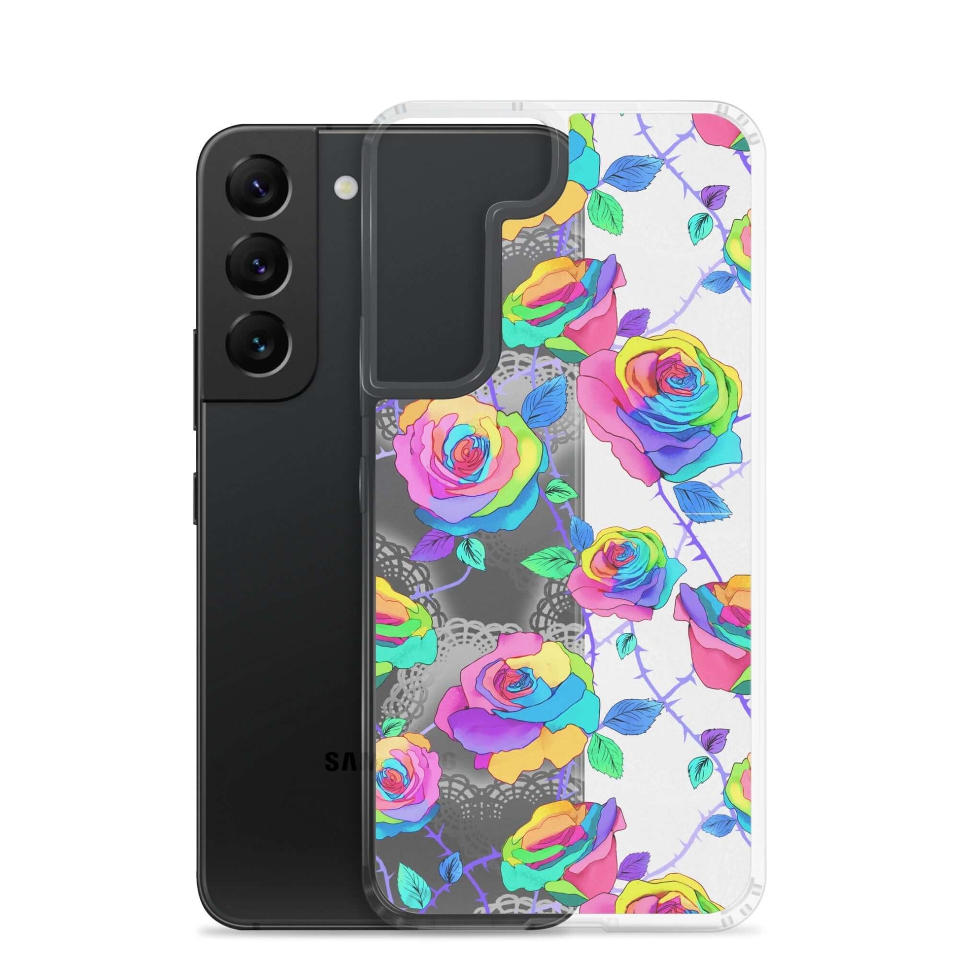 Protect your Samsung® with the Enchanted Rose Samsung® Clear Case (Transparent), featuring vibrant rose designs.