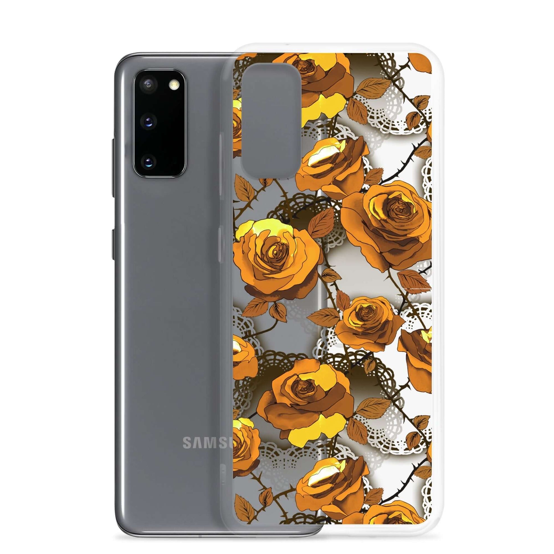 Protect your phone stylishly with the Enchanted Rose Samsung® Clear Case (Transparent) featuring a floral design.