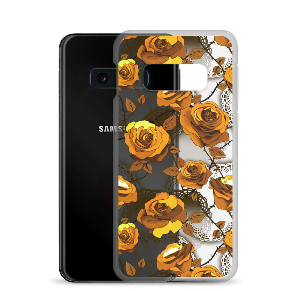 Protect your phone stylishly with the Enchanted Rose Samsung® Clear Case (Transparent) featuring a floral design.
