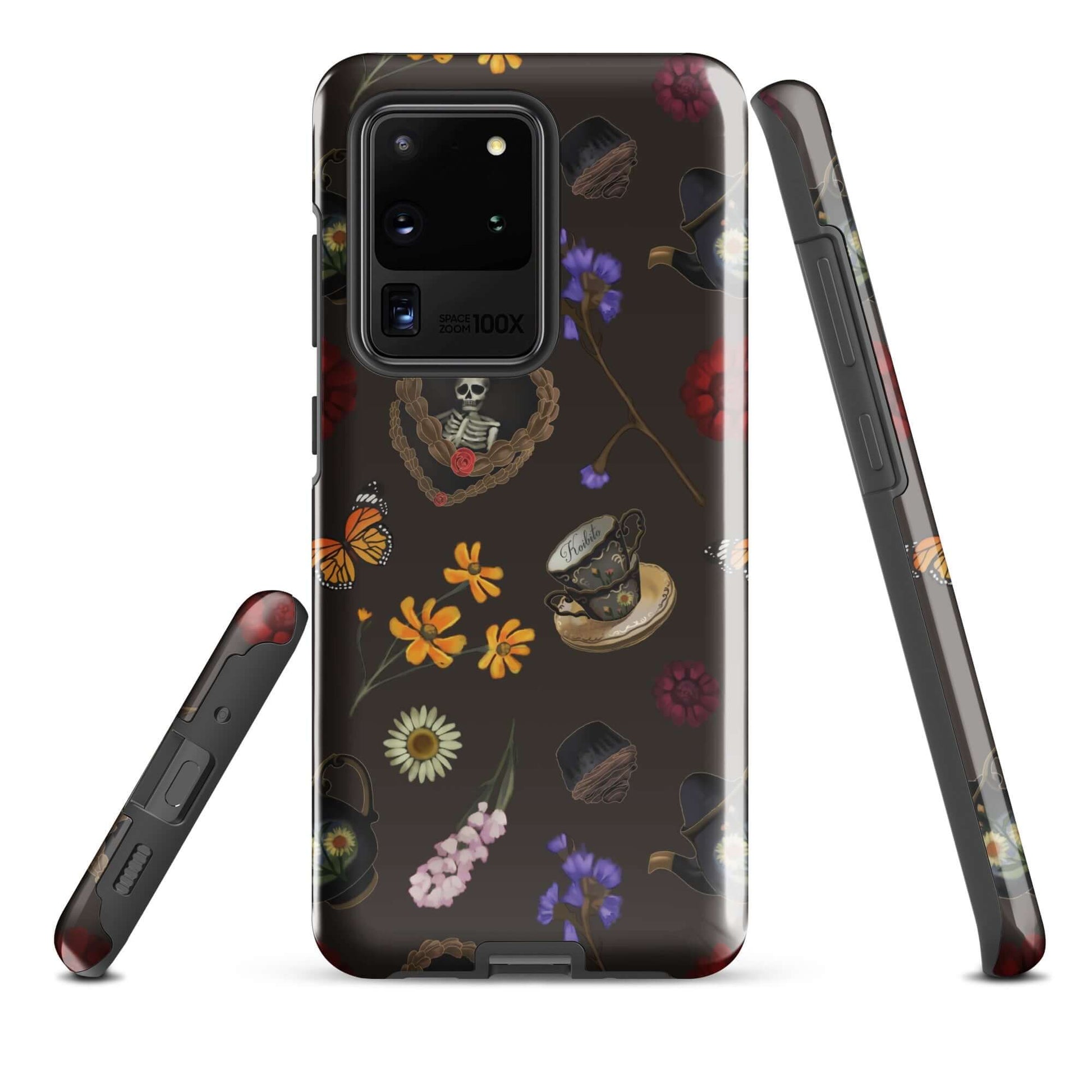 Stylish Gothic Tea Time Samsung® Tough Case featuring floral and skull designs for ultimate protection and aesthetics.