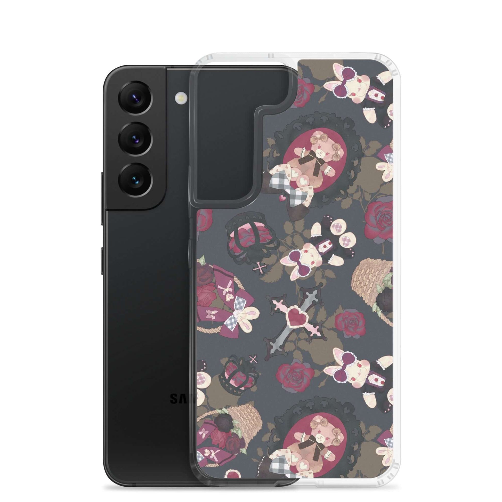 Stylish Gothic Teddy Samsung® Clear Case, protecting your phone while adding a cute touch to any outfit.