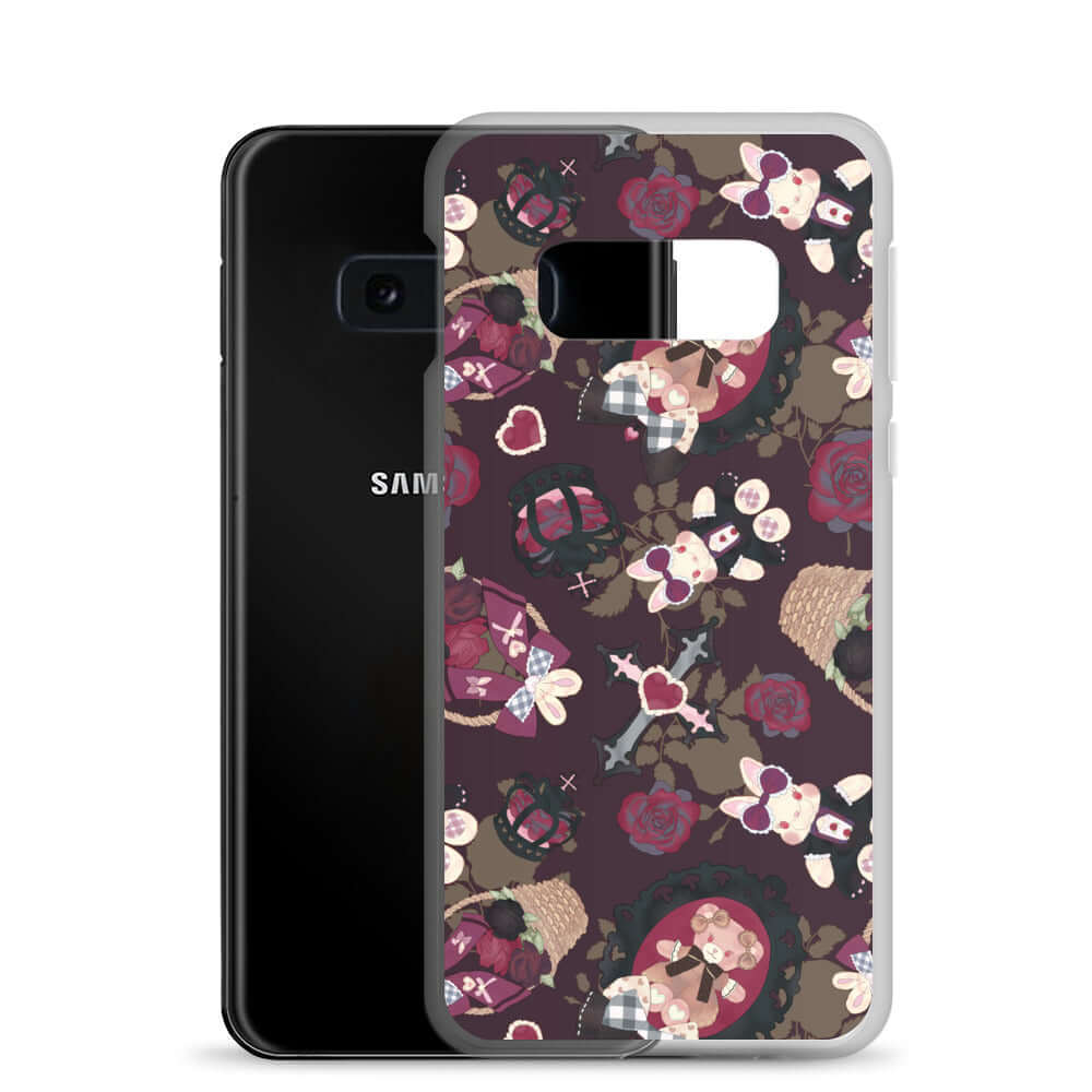 Gothic Teddy Samsung® Clear Case features a stylish design, perfect for protecting your phone while looking adorable.