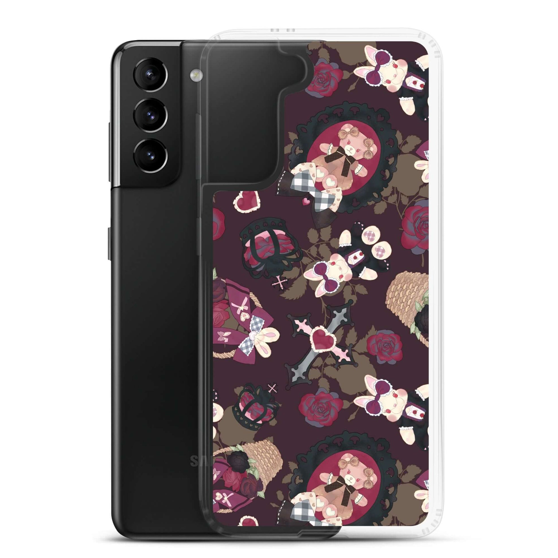 Gothic Teddy Samsung® Clear Case features a stylish design, keeping your phone secure from scratches and dirt.