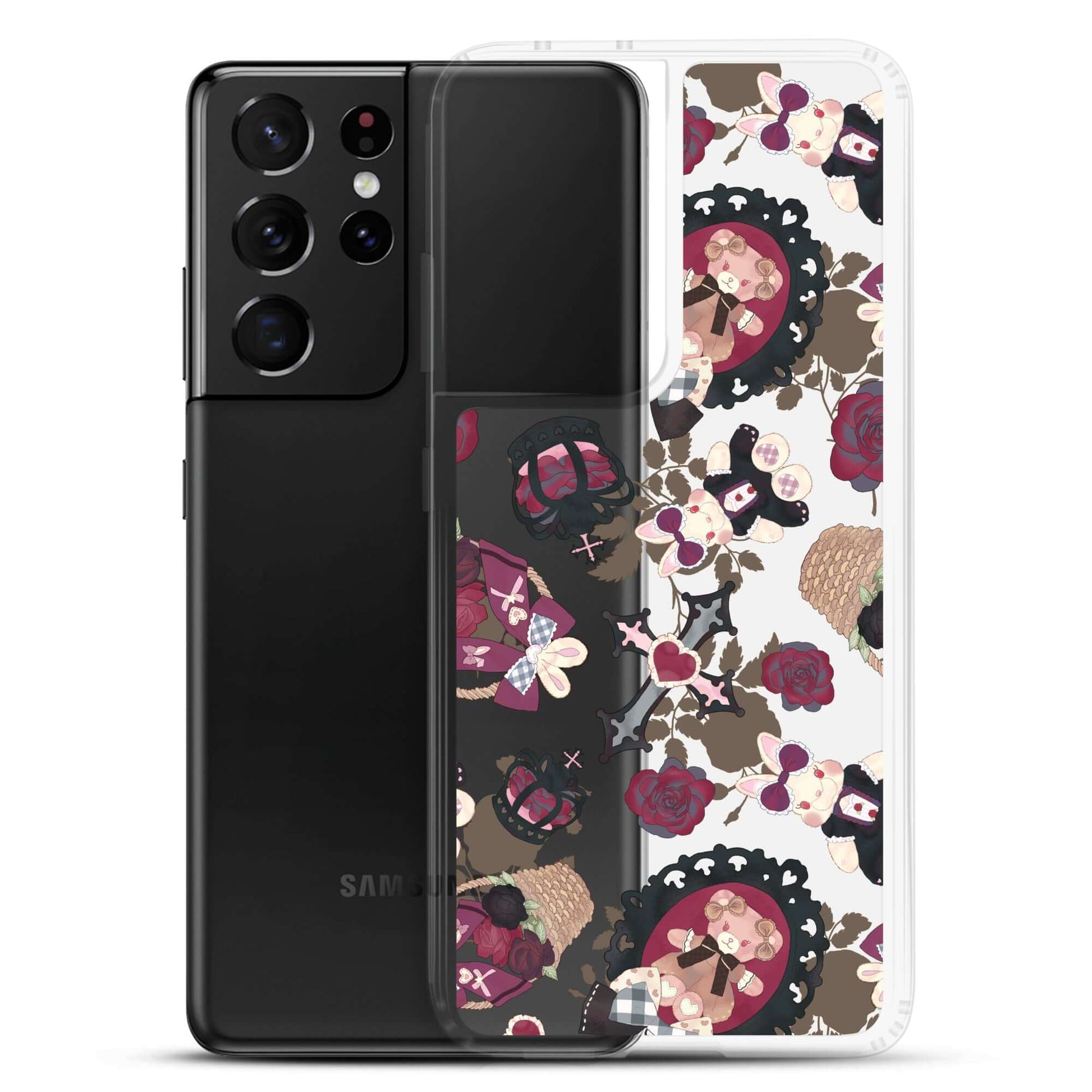 Stylish Gothic Teddy Samsung® Clear Case offers adorable protection for your phone against scratches and dust.