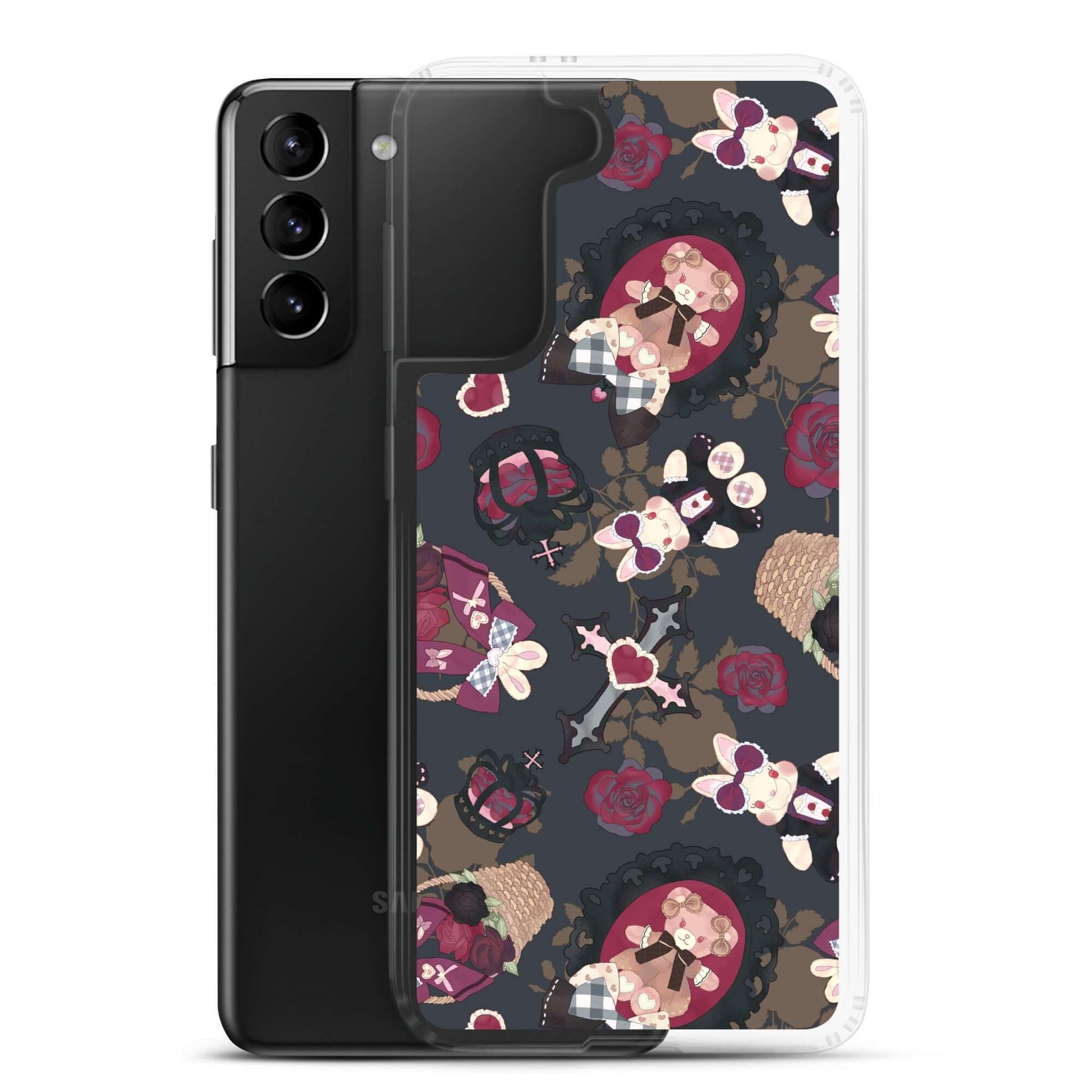 Stylish Gothic Teddy Samsung® Clear Case with adorable design, protecting your phone while complementing any outfit.