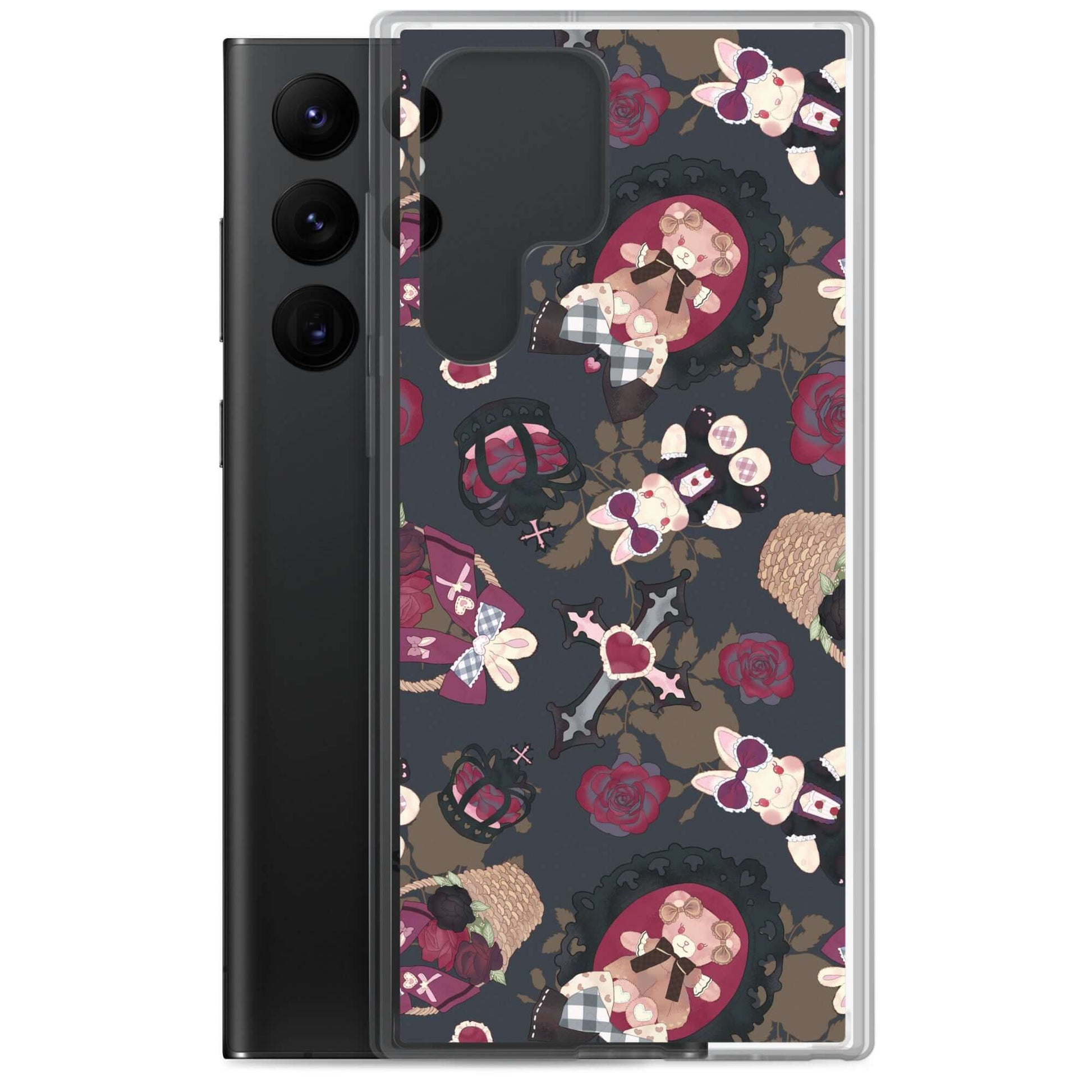 Gothic Teddy Samsung® Clear Case features a stylish design, keeping your phone safe and chic for any outfit.