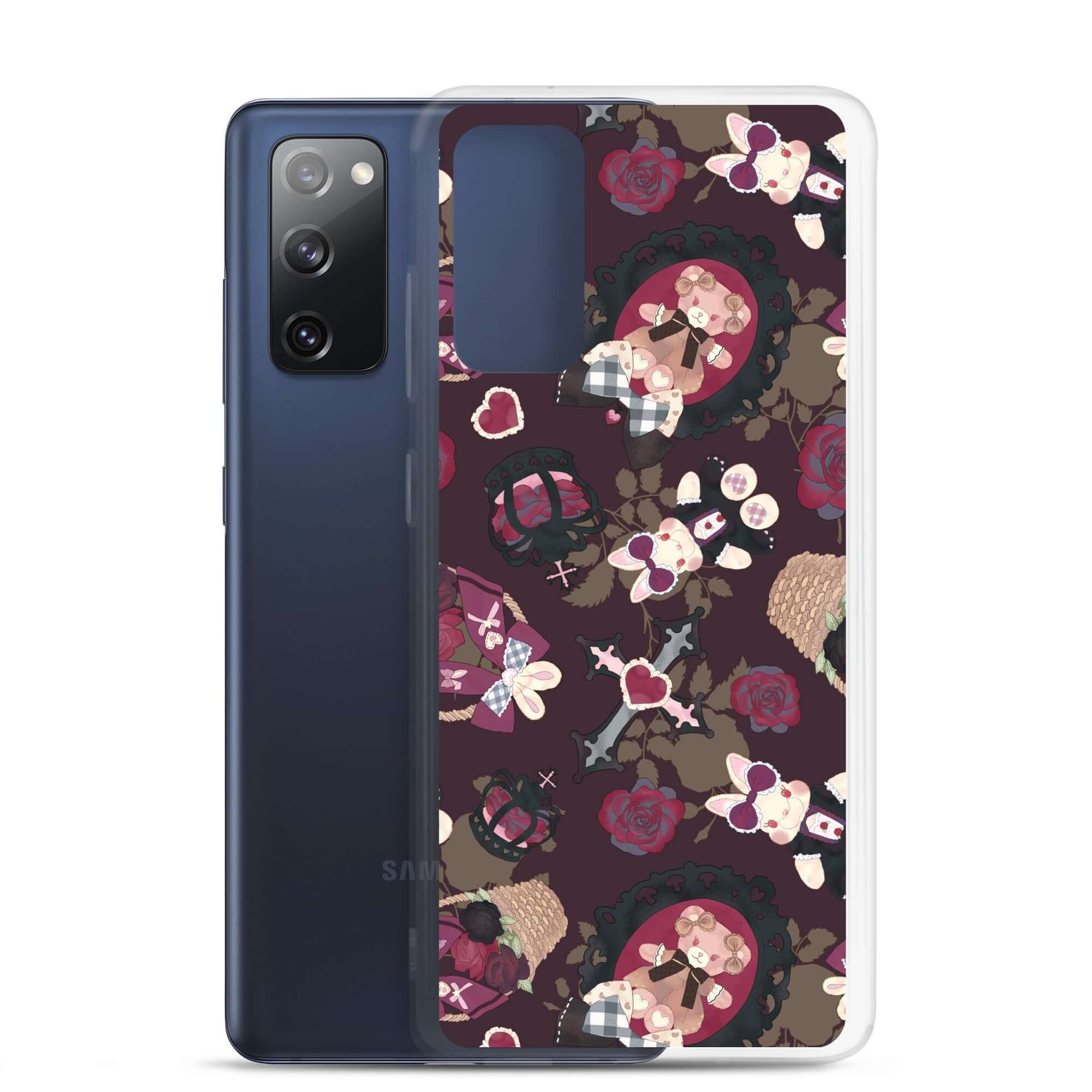 Stylish Gothic Teddy Samsung® Clear Case featuring adorable design for protection against scratches and dust.