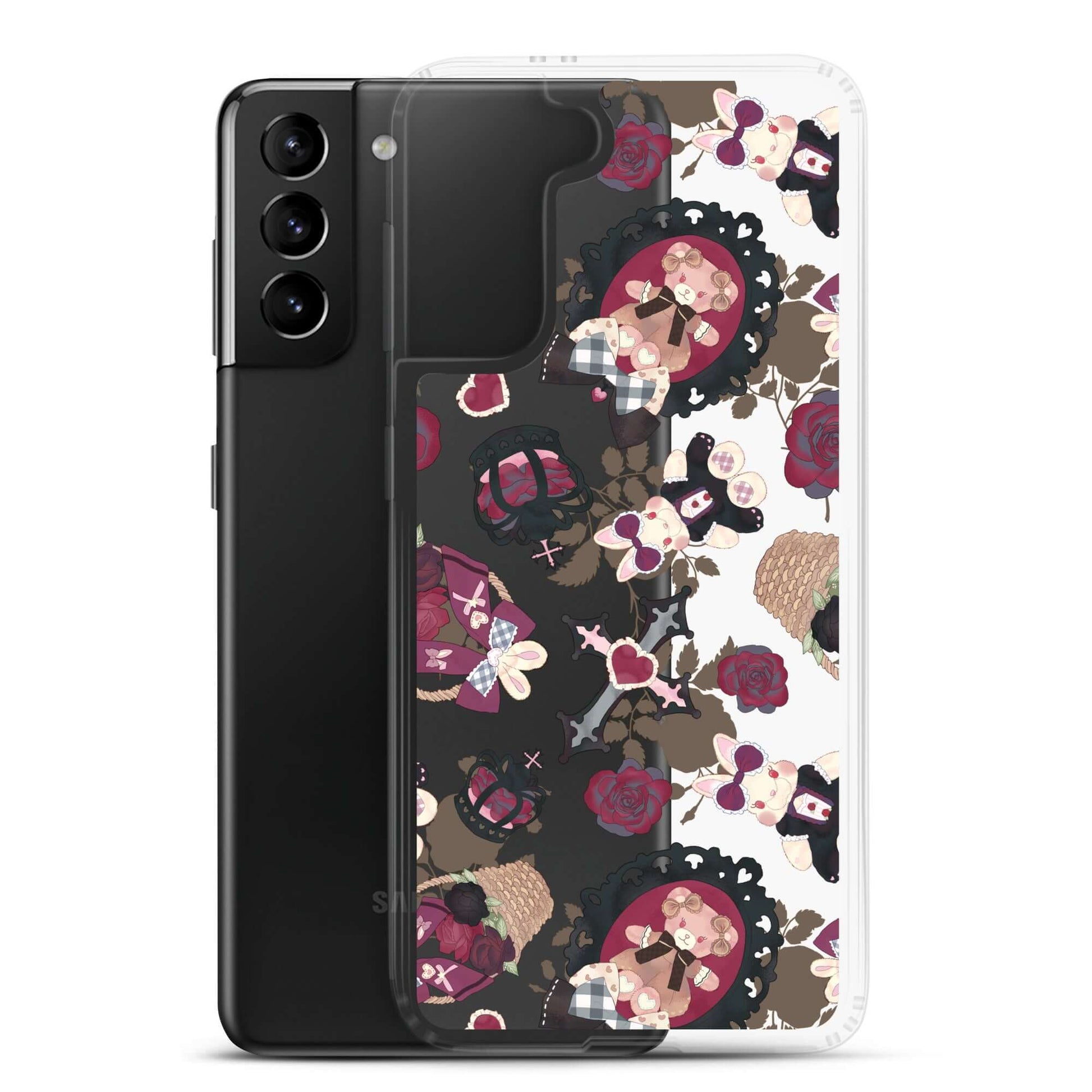 Gothic Teddy Samsung® Clear Case features a stylish design, perfect for protecting your phone while looking adorable.
