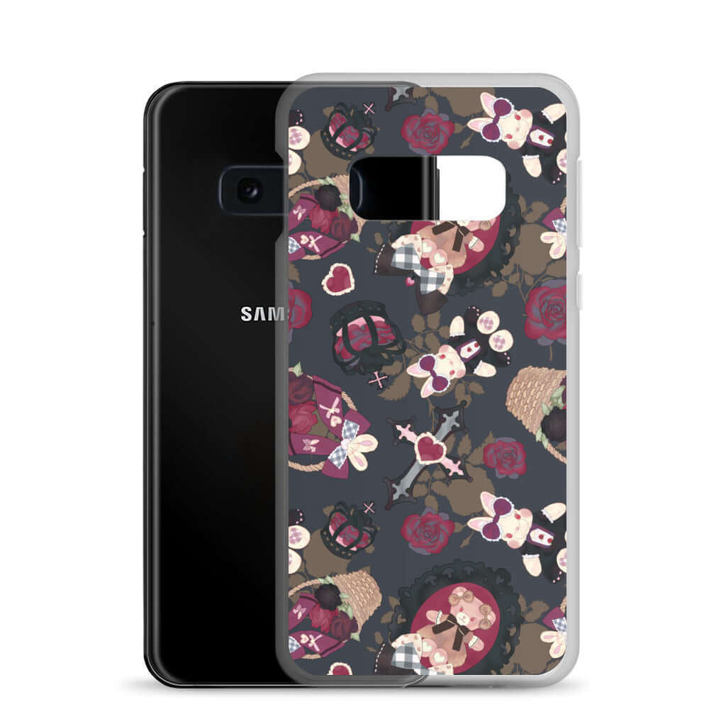 Stylish Gothic Teddy Samsung® Clear Case featuring a unique design to protect your phone from scratches and dirt.