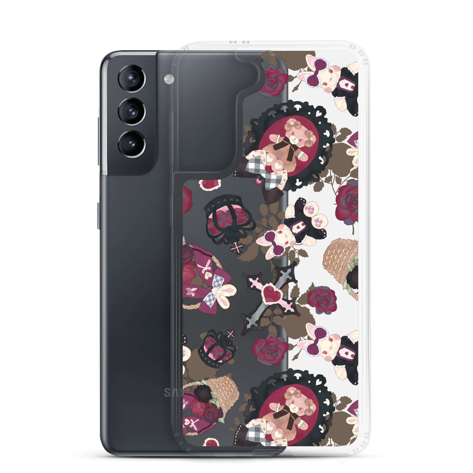 Stylish Gothic Teddy Samsung® Clear Case featuring adorable designs, protecting your phone from scratches and dust.