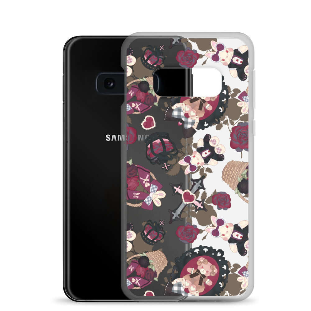 Stylish Gothic Teddy Samsung® Clear Case featuring adorable designs, perfect for protecting your phone in style.