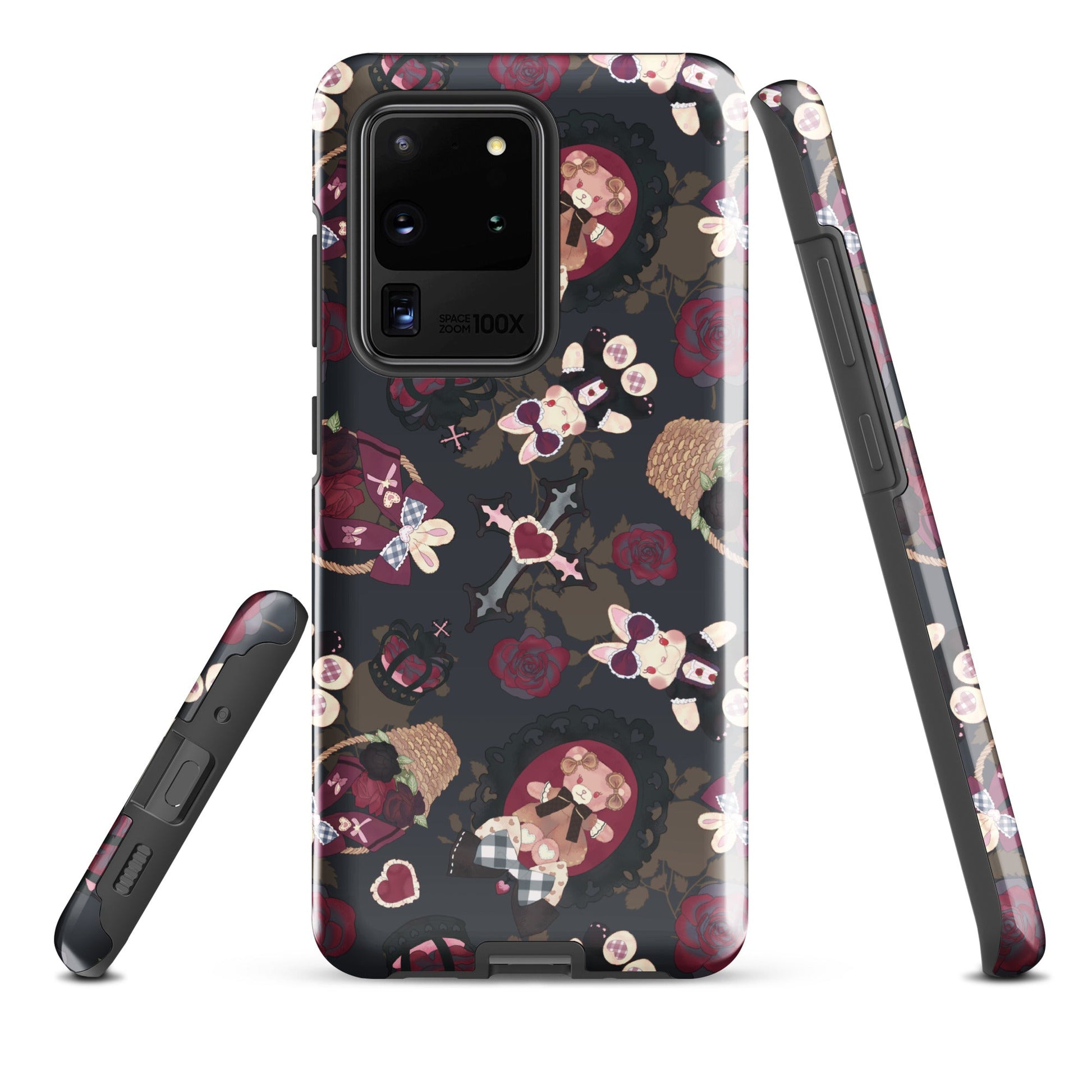 Gothic Teddy Samsung® Tough Case featuring a stylish design for impact-resistant phone protection and artful aesthetics.