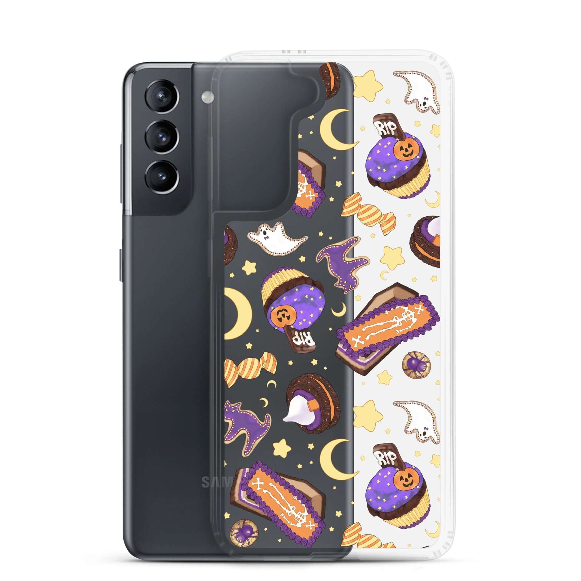 Sleek Halloween Treat Samsung® Clear Case featuring fun designs, protecting your phone from scratches and dirt.