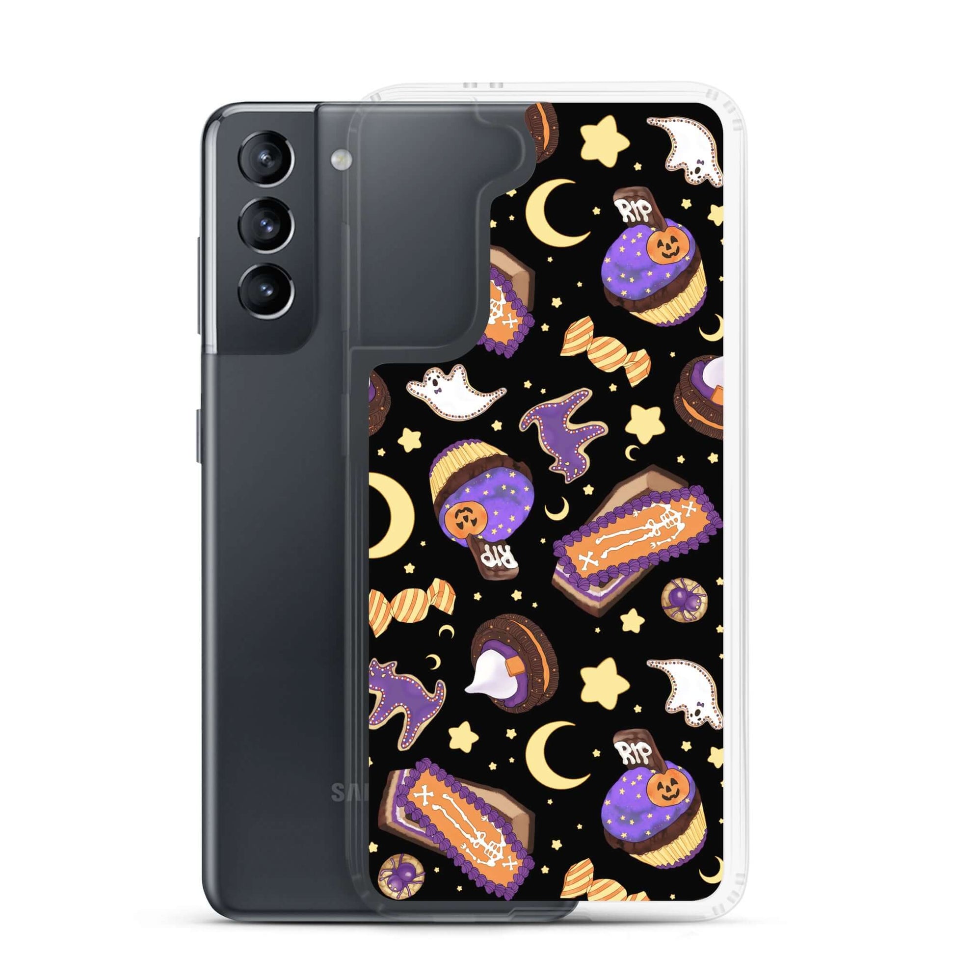 Protect your phone with the Halloween Treat Samsung® Clear Case, featuring fun Halloween-themed designs.