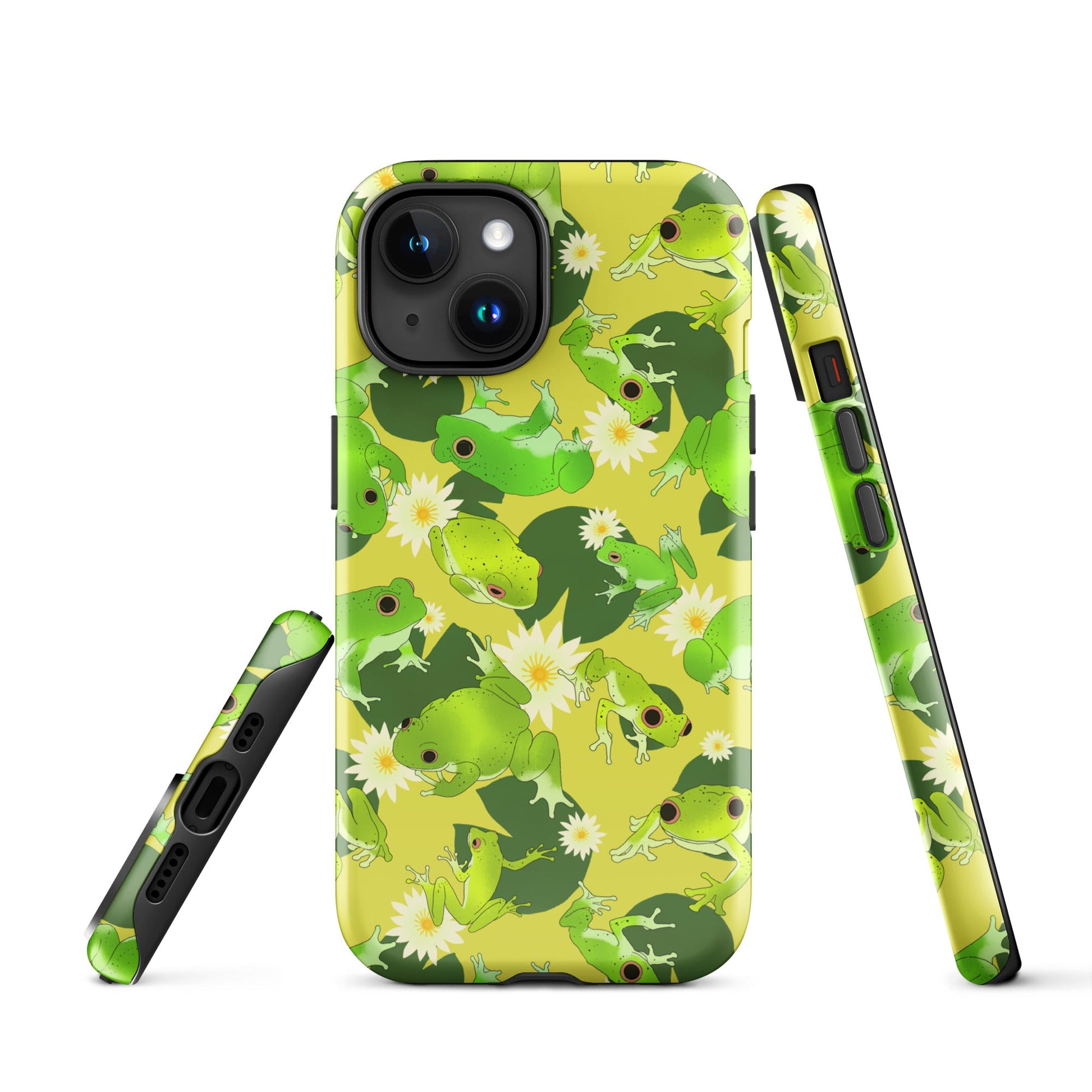 Stylish Kero-kero iPhone® Tough Case featuring a vibrant frog design for durable phone protection and fashion.