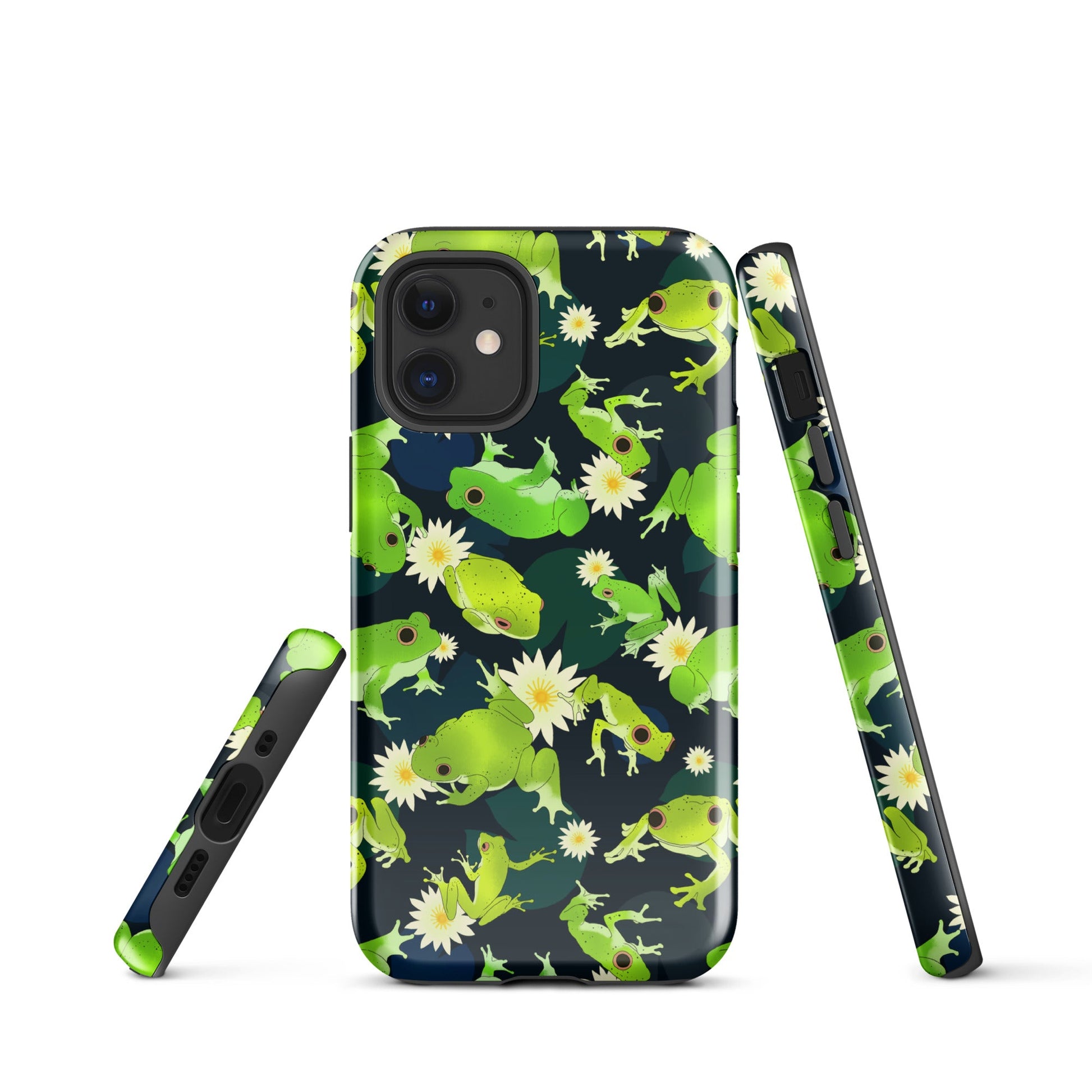 Kero-kero iPhone® Tough Case features vibrant frog design, offering stylish protection with dual-layered durability.