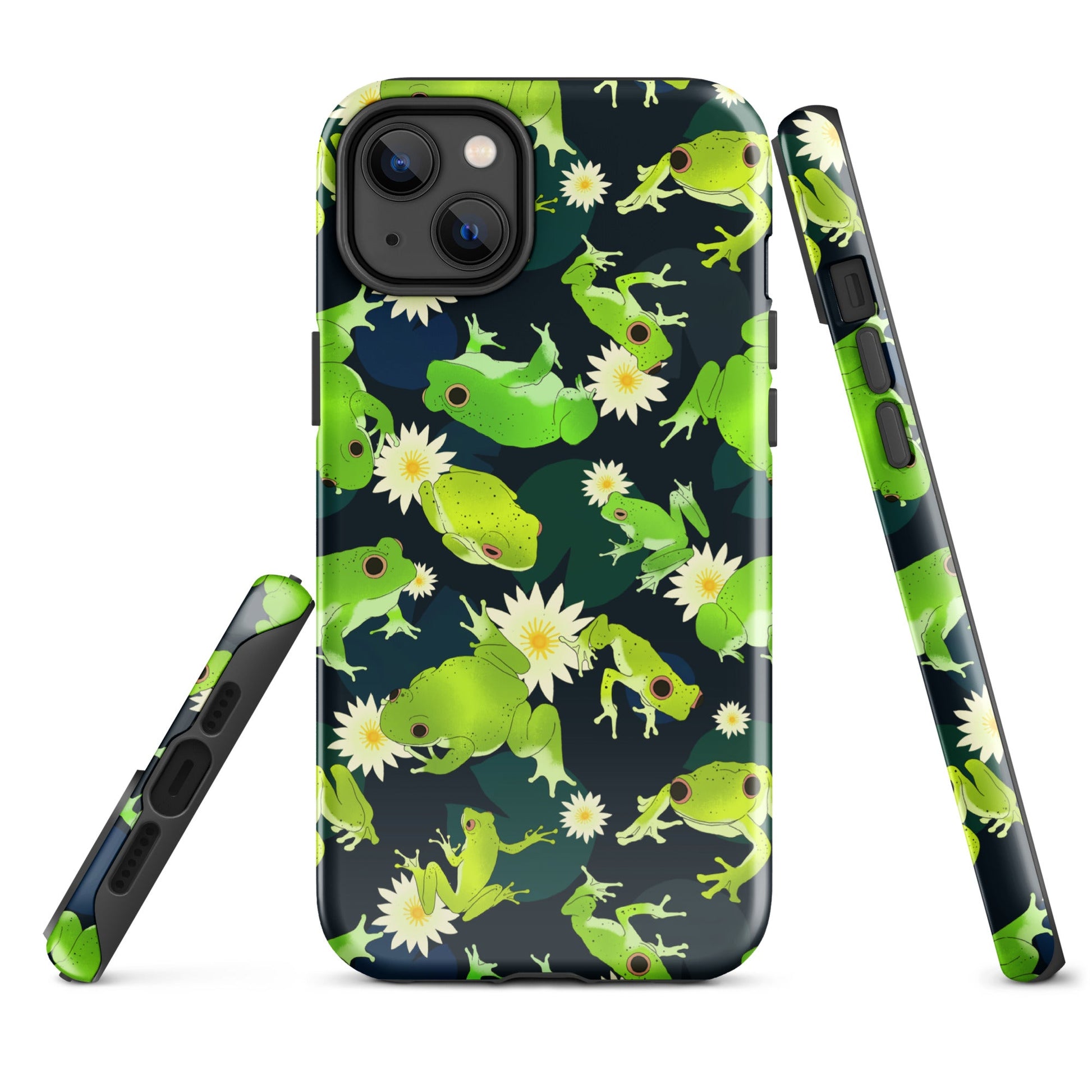 Stylish Kero-kero iPhone® Tough Case with durable design features vibrant frog patterns for trendy phone protection.