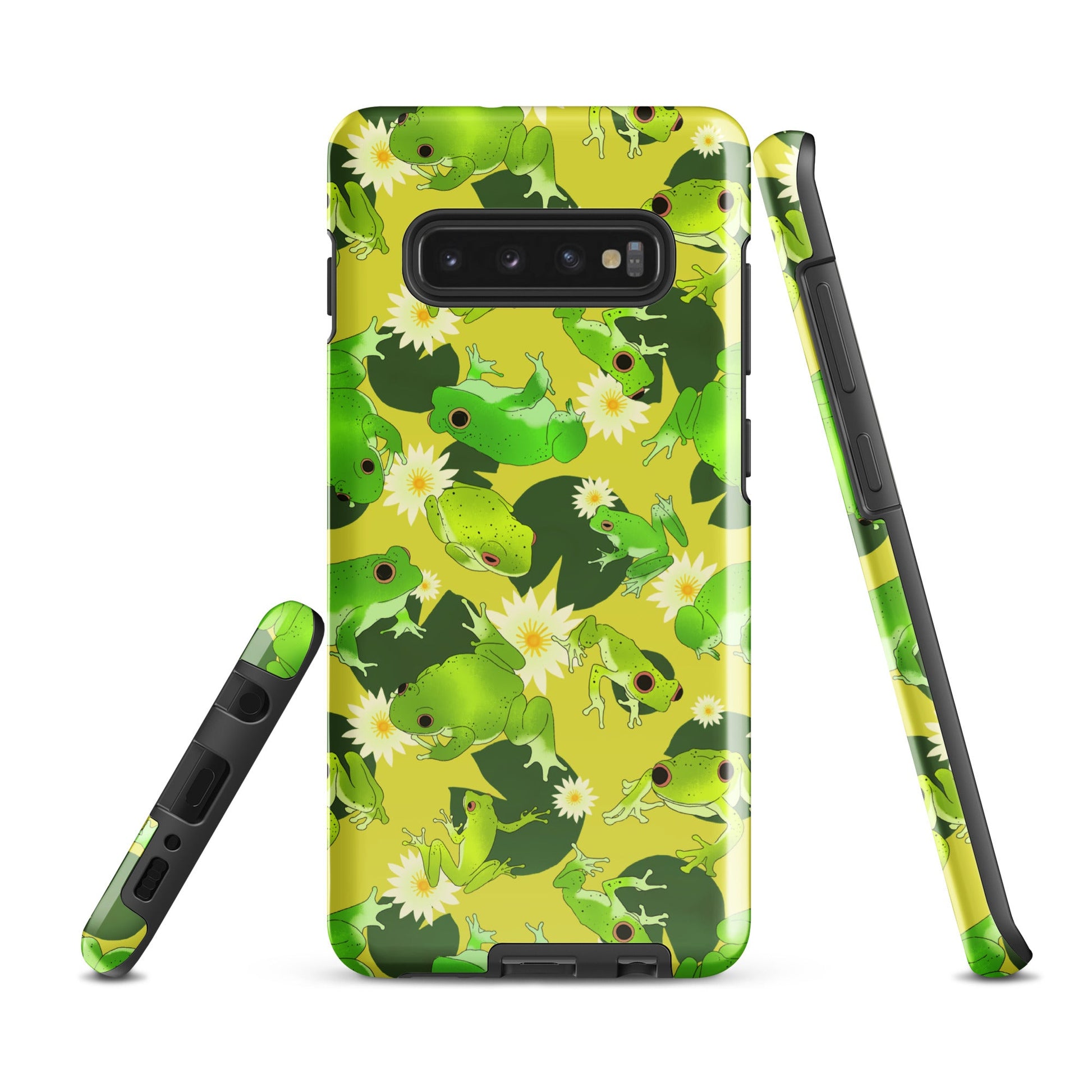 Colorful Kero-kero Samsung® Tough Case featuring vibrant frogs, providing ultimate protection and style for your phone.