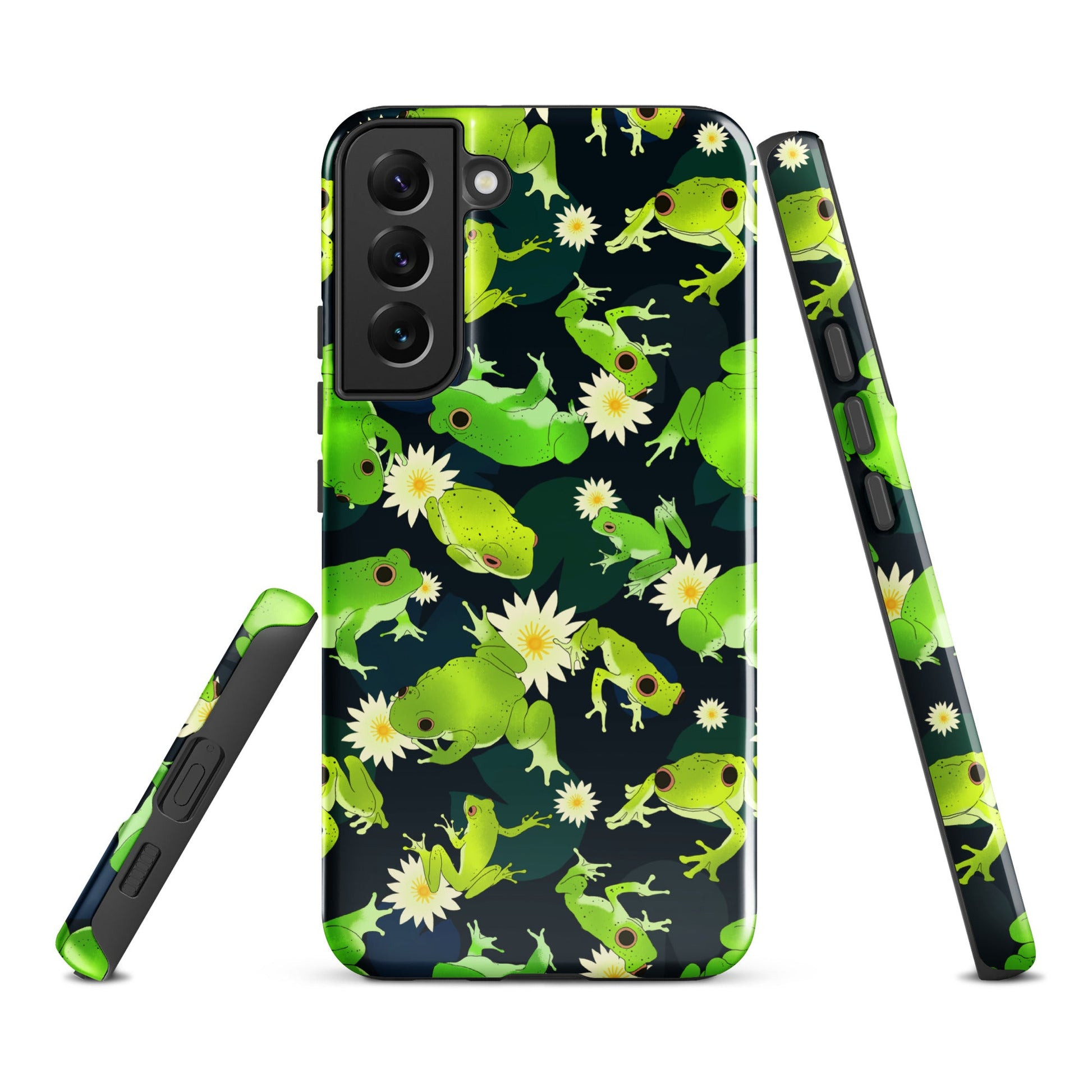 Kero-kero Samsung® Tough Case featuring vibrant frogs and flowers for stylish, durable phone protection.
