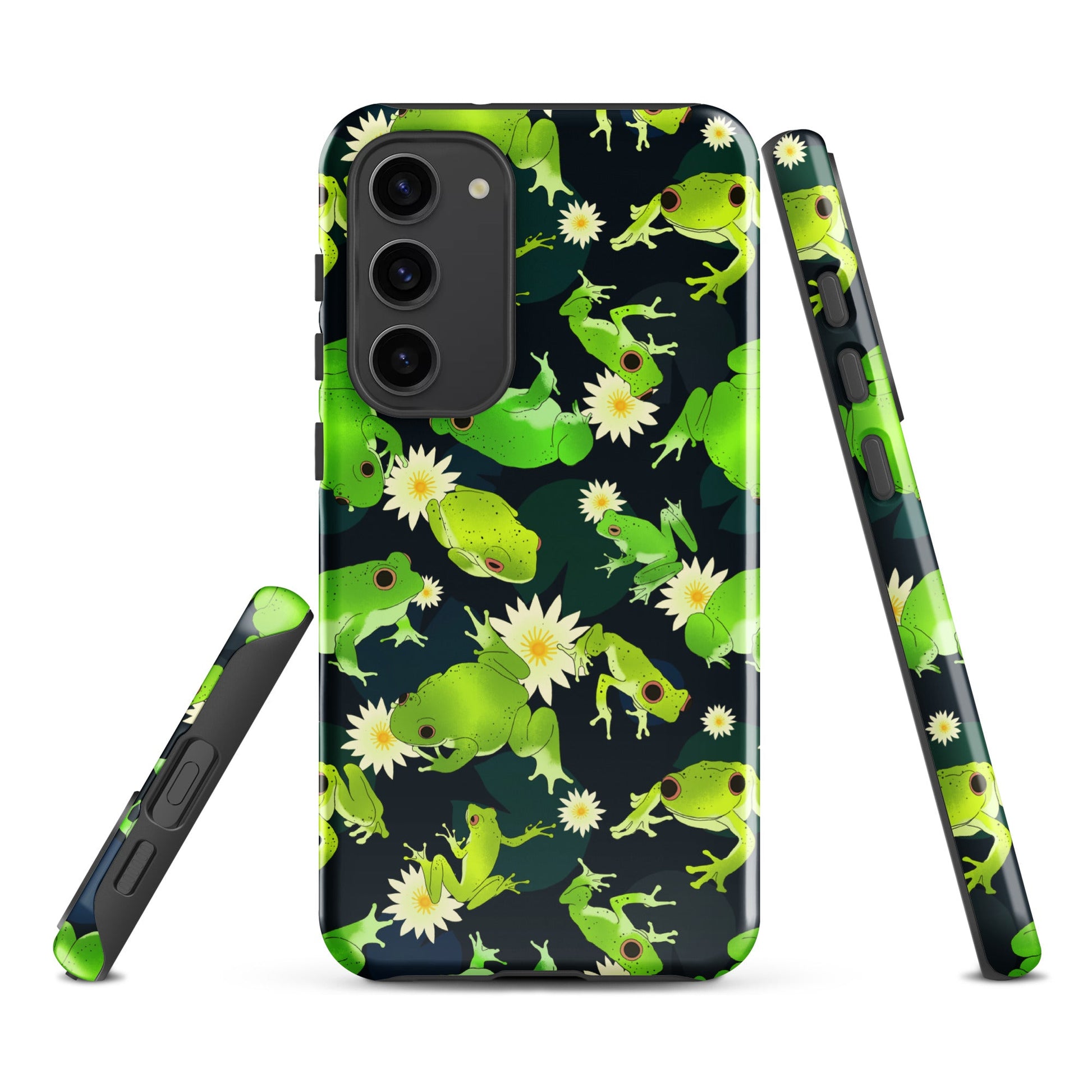 Colorful Kero-kero Samsung® Tough Case features frogs and flowers, providing stylish protection for your phone.